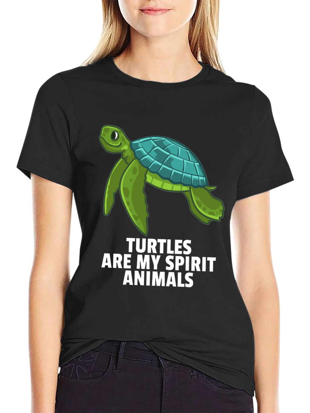 Turtle Spirit Animal Graphic Tee - Black