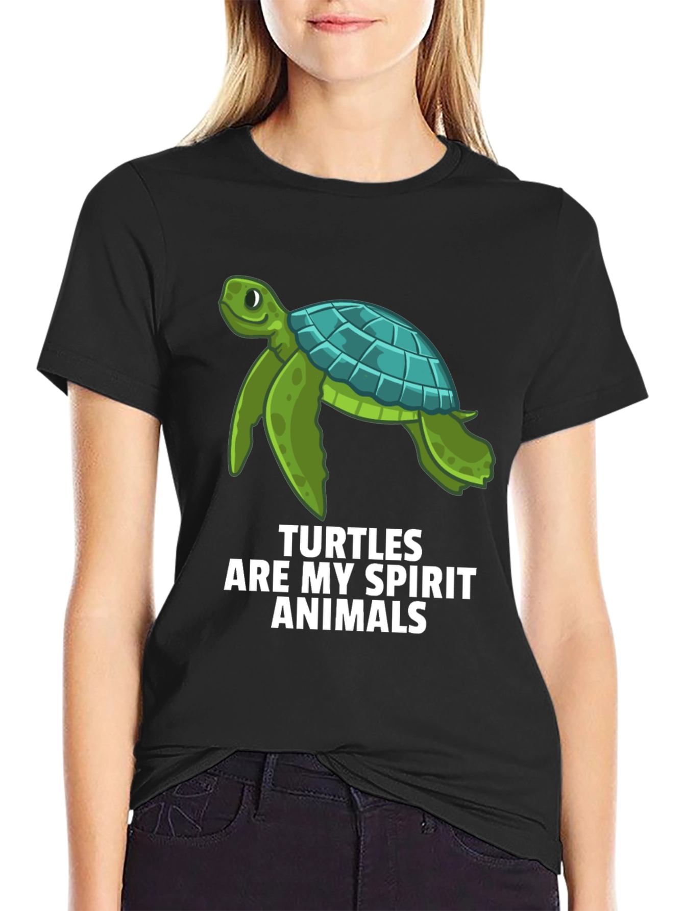 Turtle Spirit Animal Graphic Tee - Black