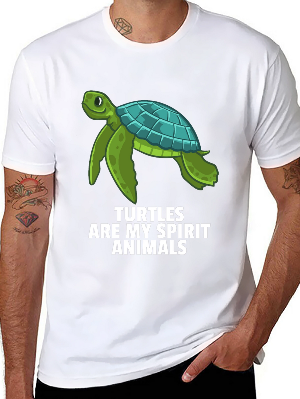 Turtle Spirit Animal Graphic Tee - Black