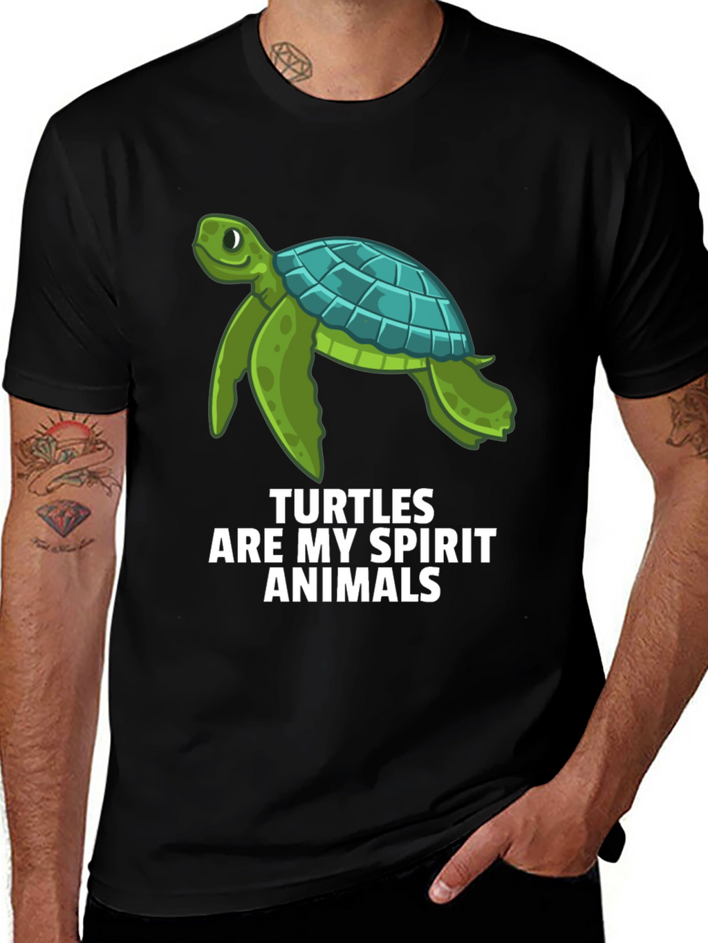 Turtle Spirit Animal Graphic Tee - Black