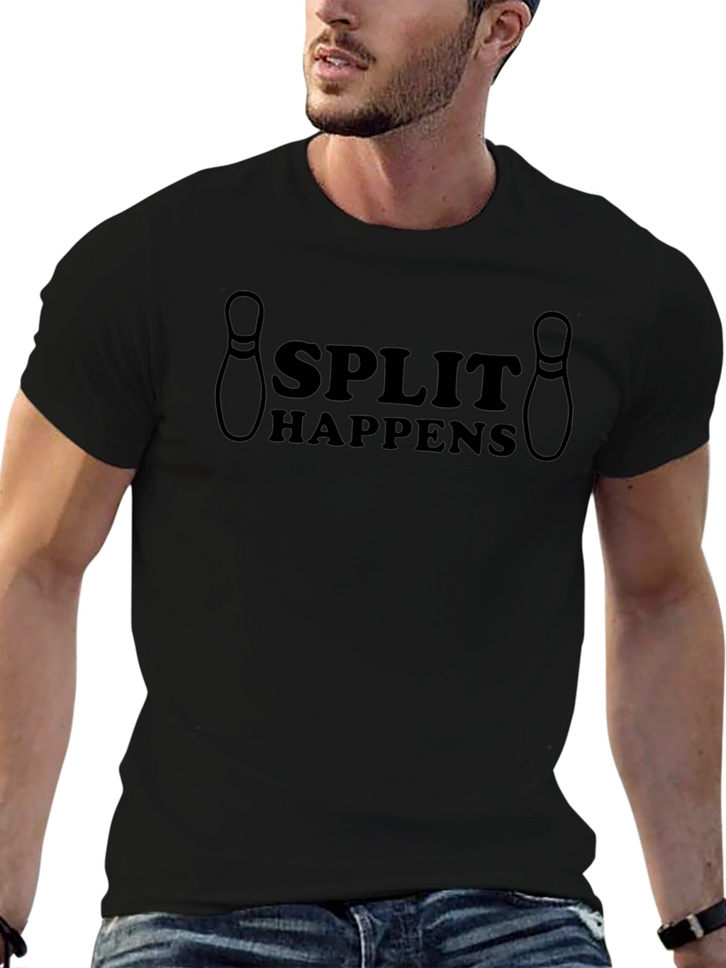 Split Happens Bowling T-Shirt - Black