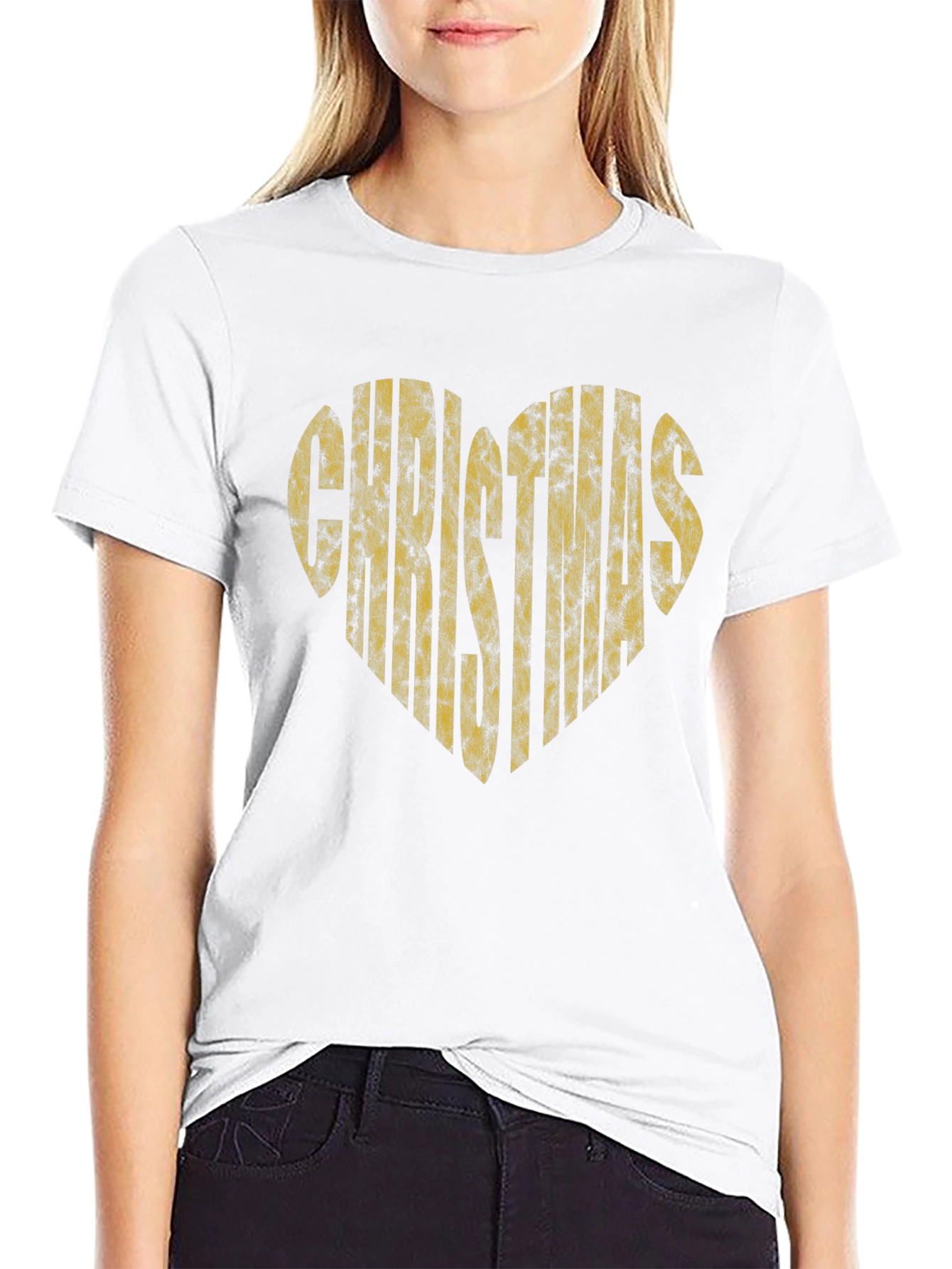 Christmas Heart Graphic T-Shirt - Black