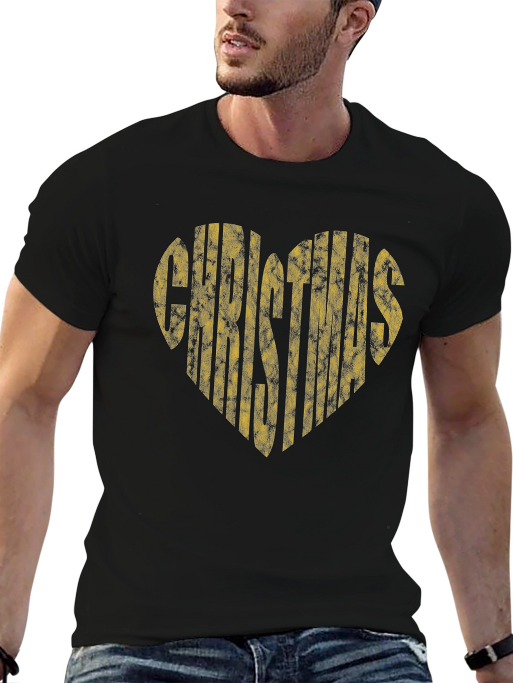 Christmas Heart Graphic T-Shirt - Black