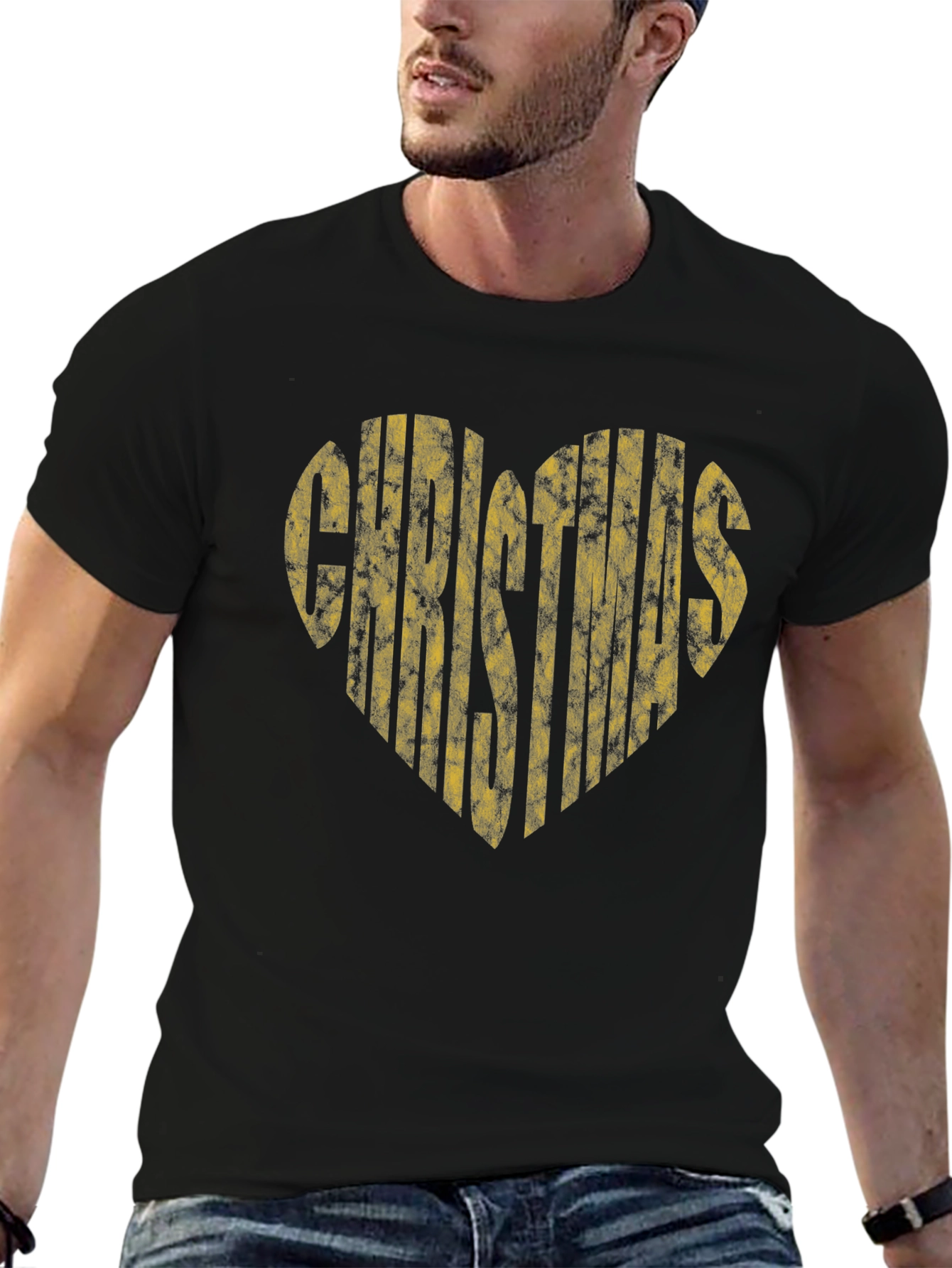 Christmas Heart Graphic T-Shirt - Black