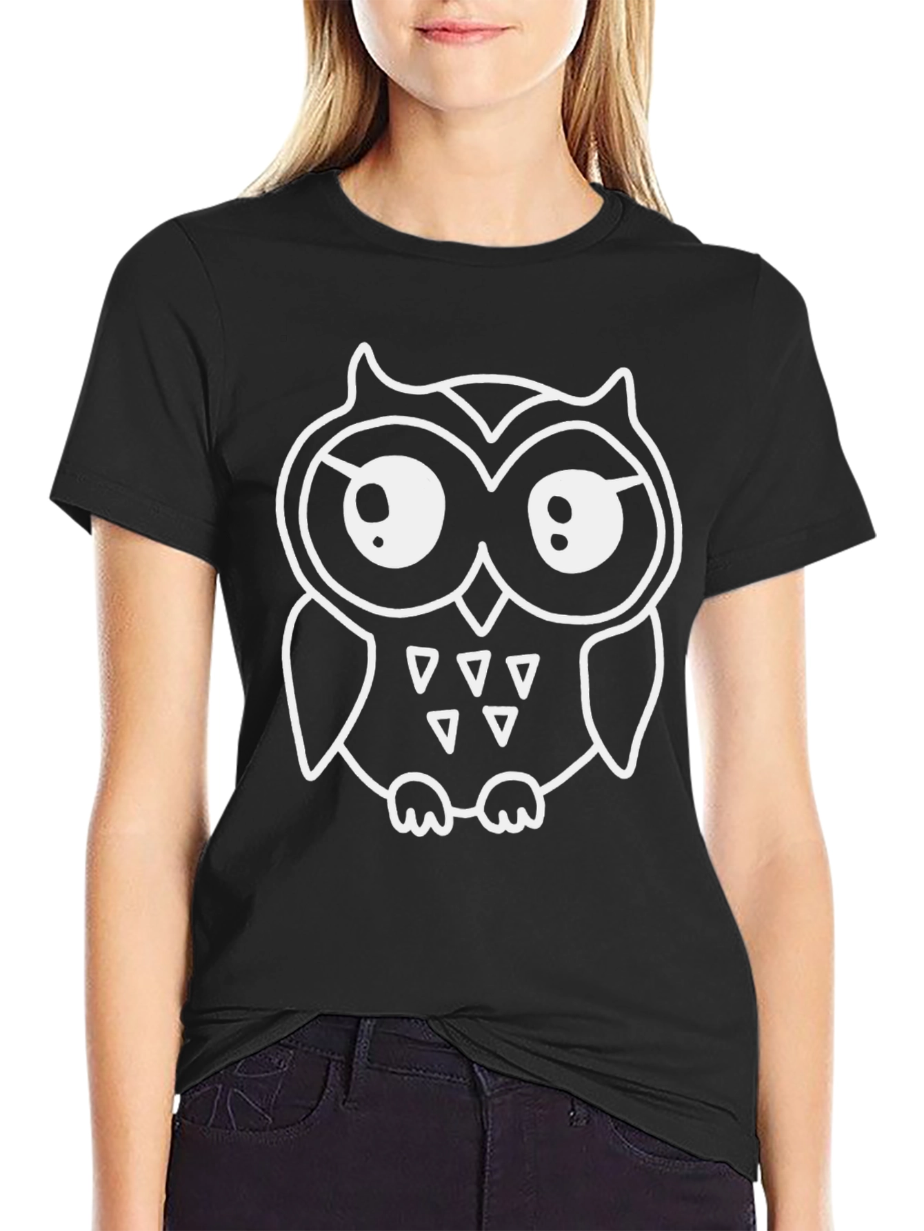 Cool Owl Graphic Tee - Black Cotton Shirt