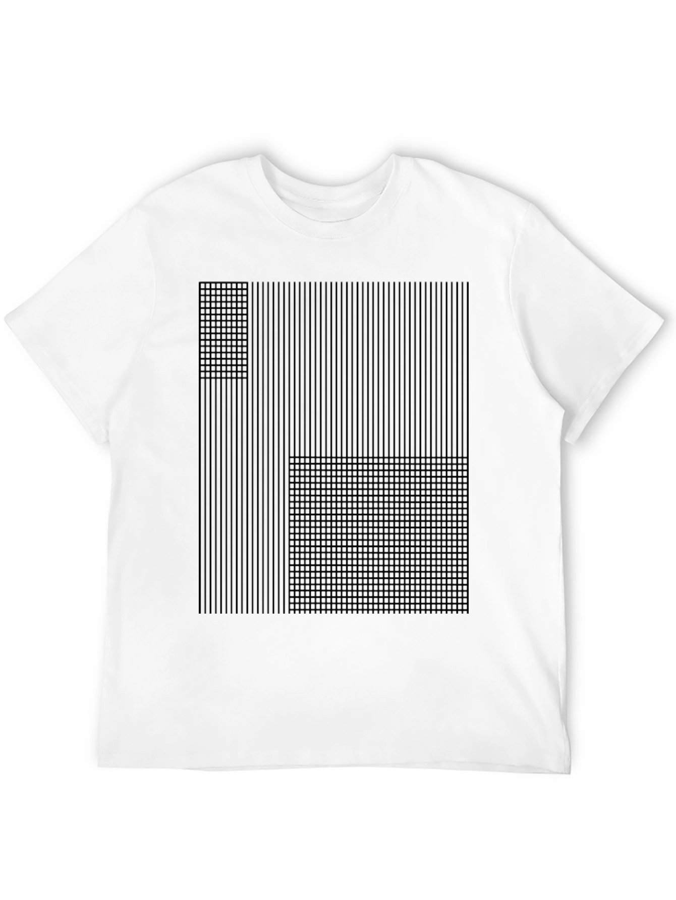 Abstract Grid Design Black T-Shirt