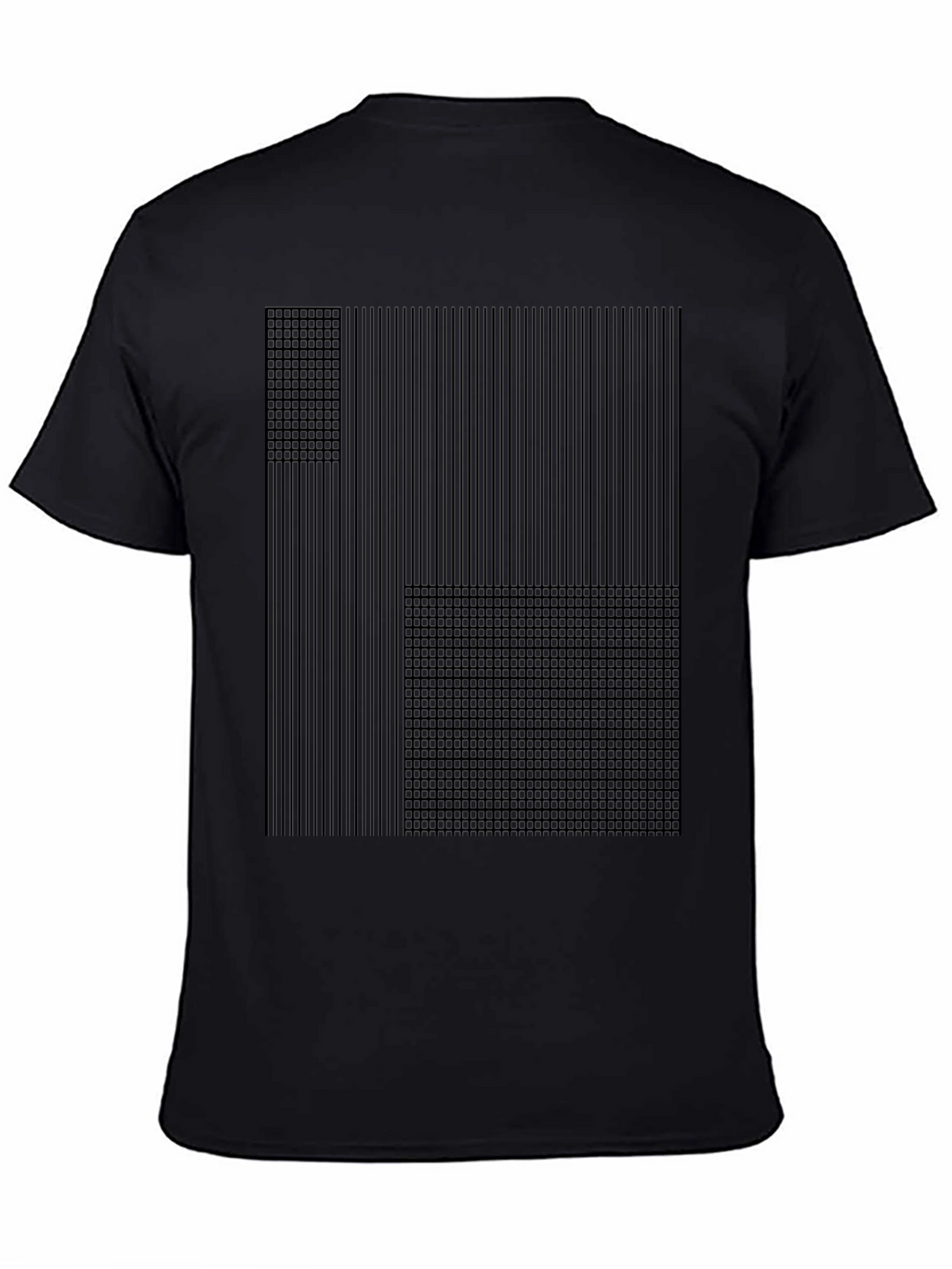 Abstract Grid Design Black T-Shirt
