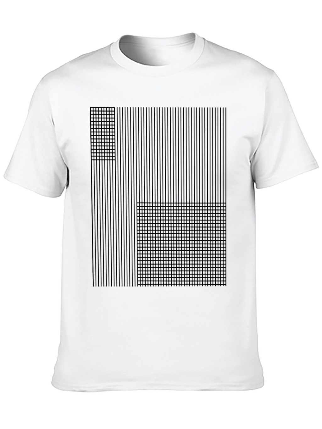 Abstract Grid Design Black T-Shirt