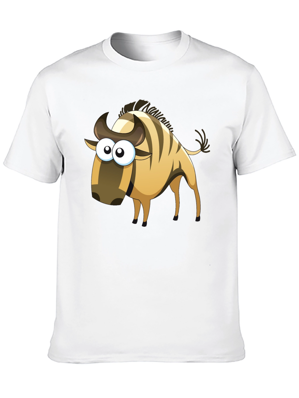 Cartoon Wildebeest Black T-Shirt