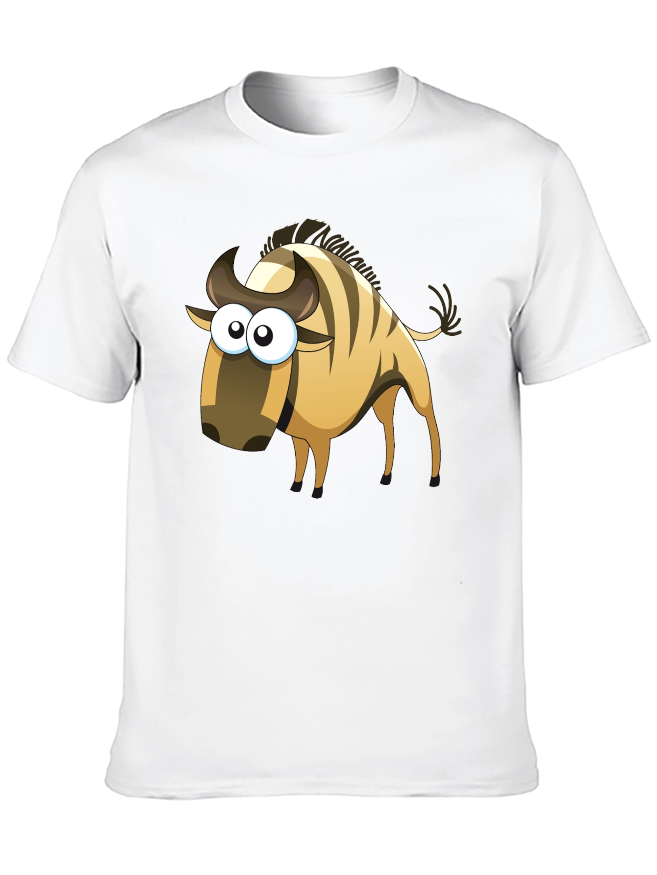 Cartoon Wildebeest Black T-Shirt