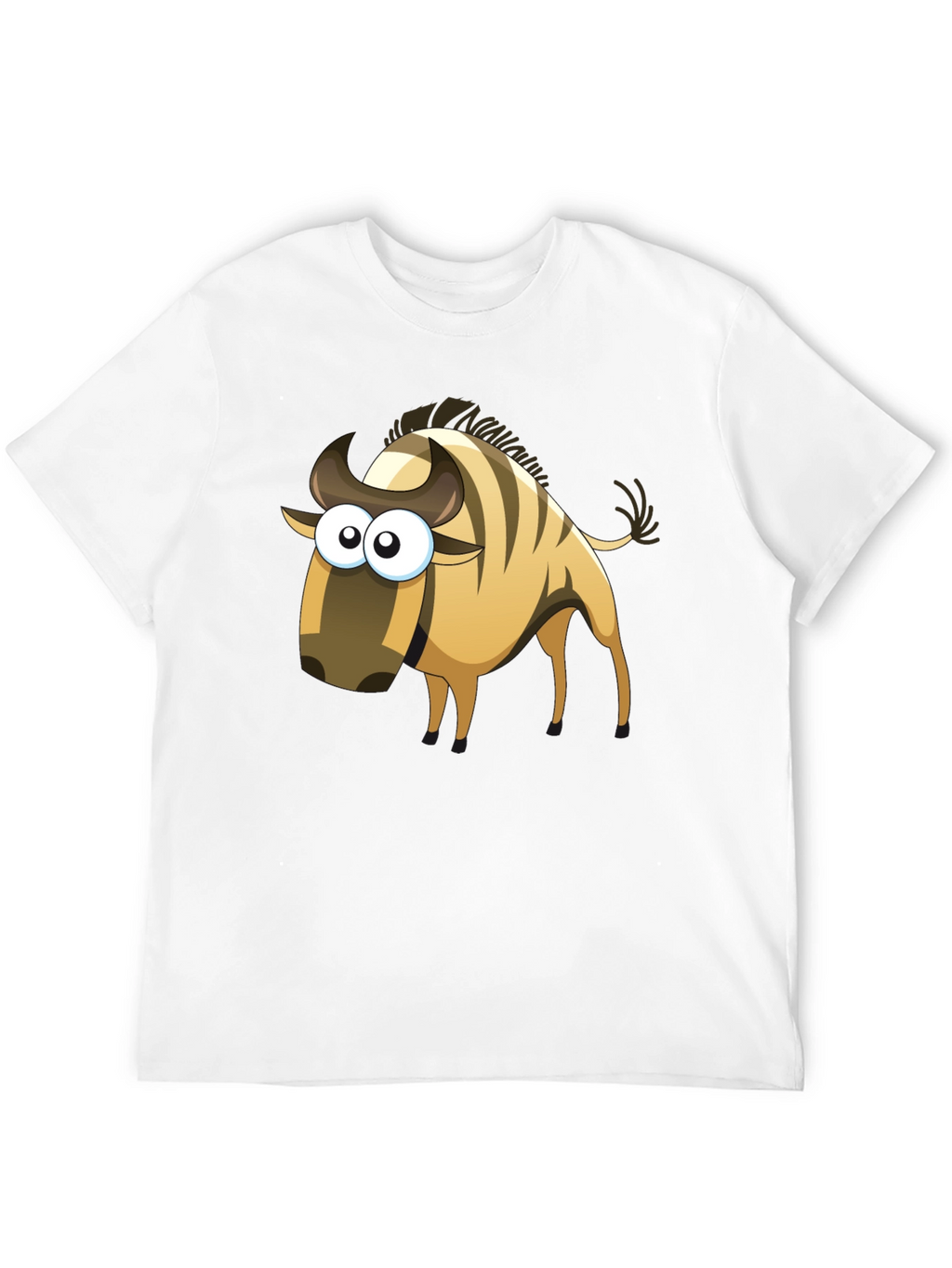 Cartoon Wildebeest Black T-Shirt