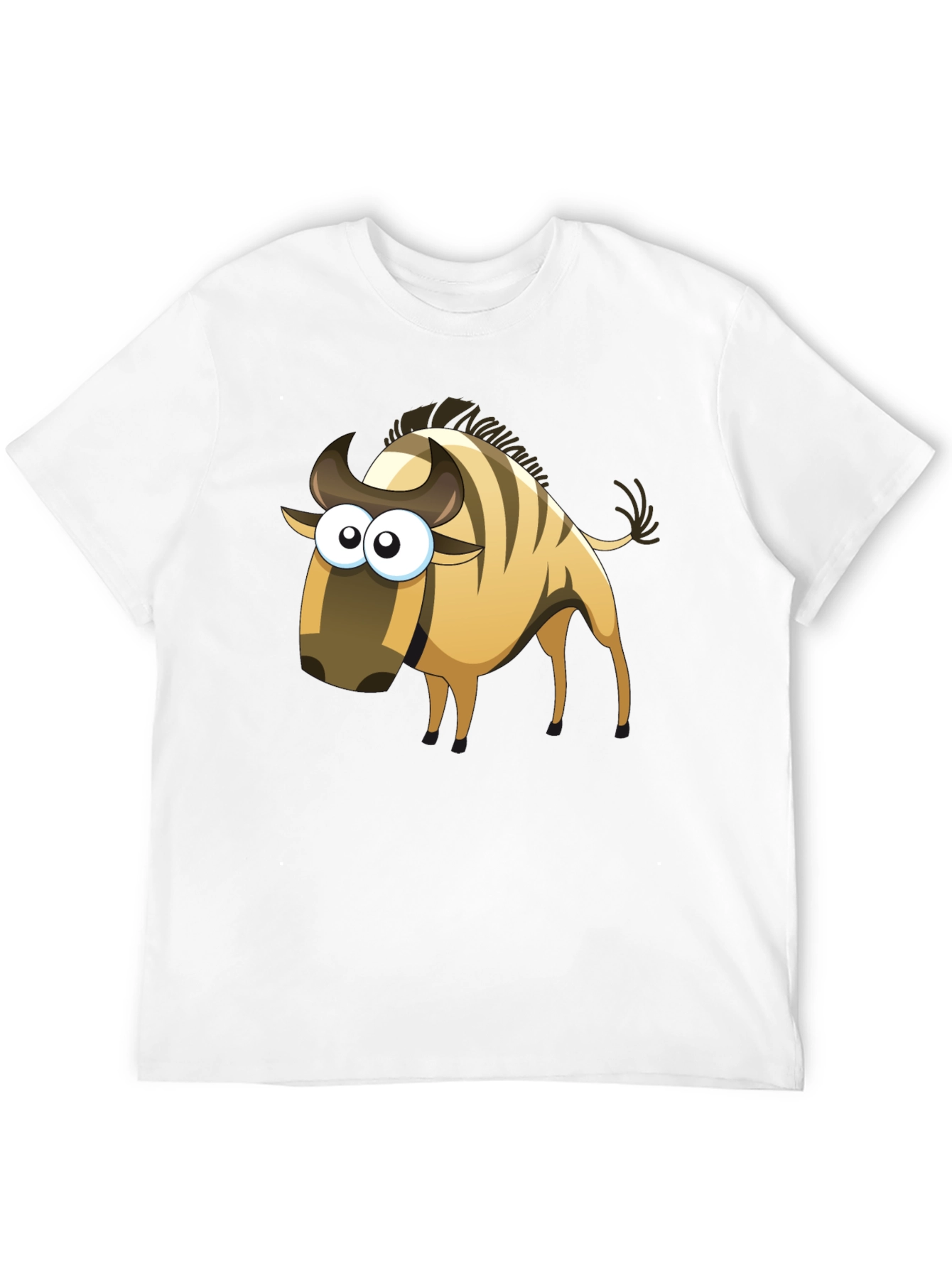 Cartoon Wildebeest Black T-Shirt