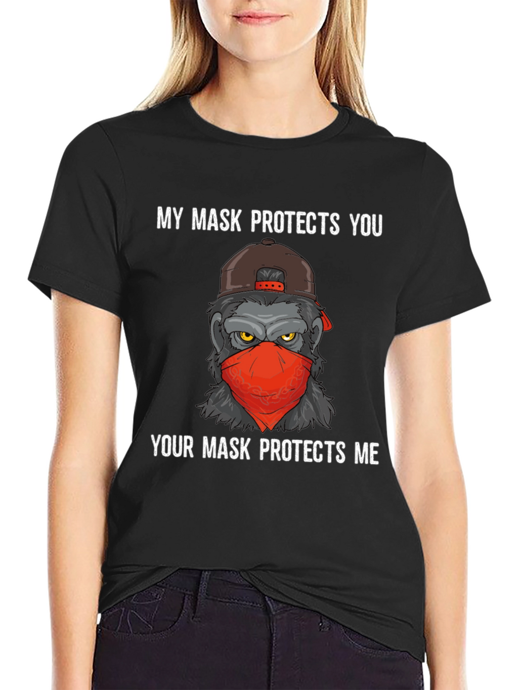 Mask Protects Gorilla T-Shirt - Fashionable and Statement
