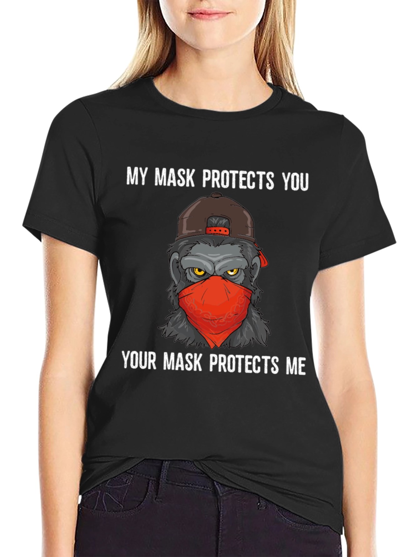 Mask Protects Gorilla T-Shirt - Fashionable and Statement