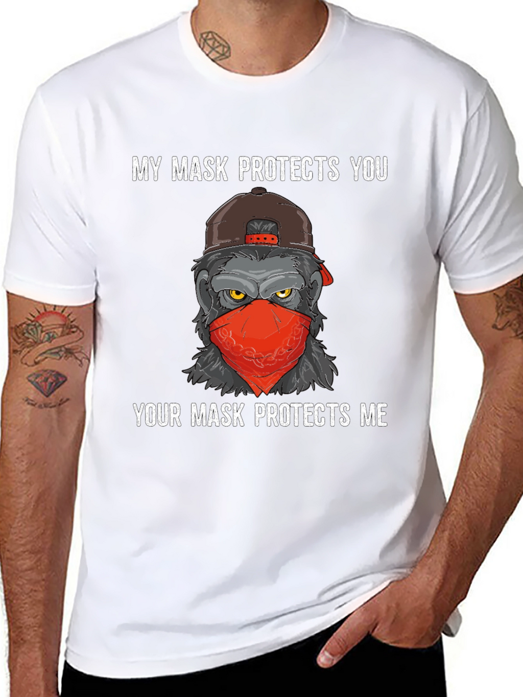 Mask Protects Gorilla T-Shirt - Fashionable and Statement