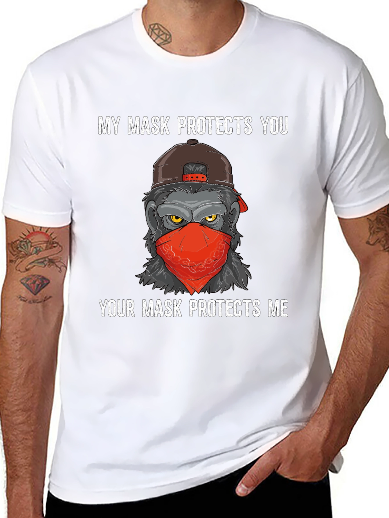 Mask Protects Gorilla T-Shirt - Fashionable and Statement