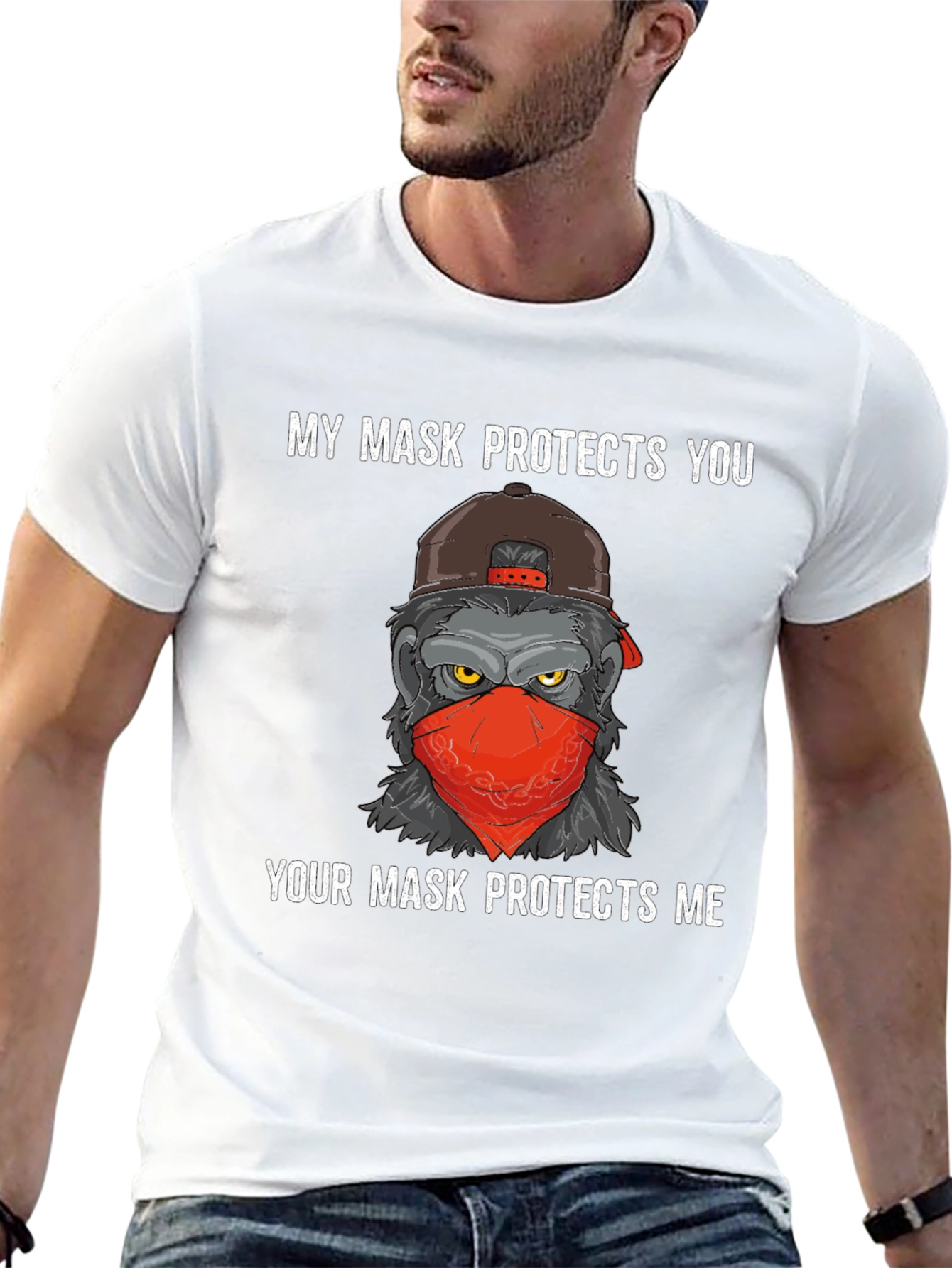 Mask Protects Gorilla T-Shirt - Fashionable and Statement