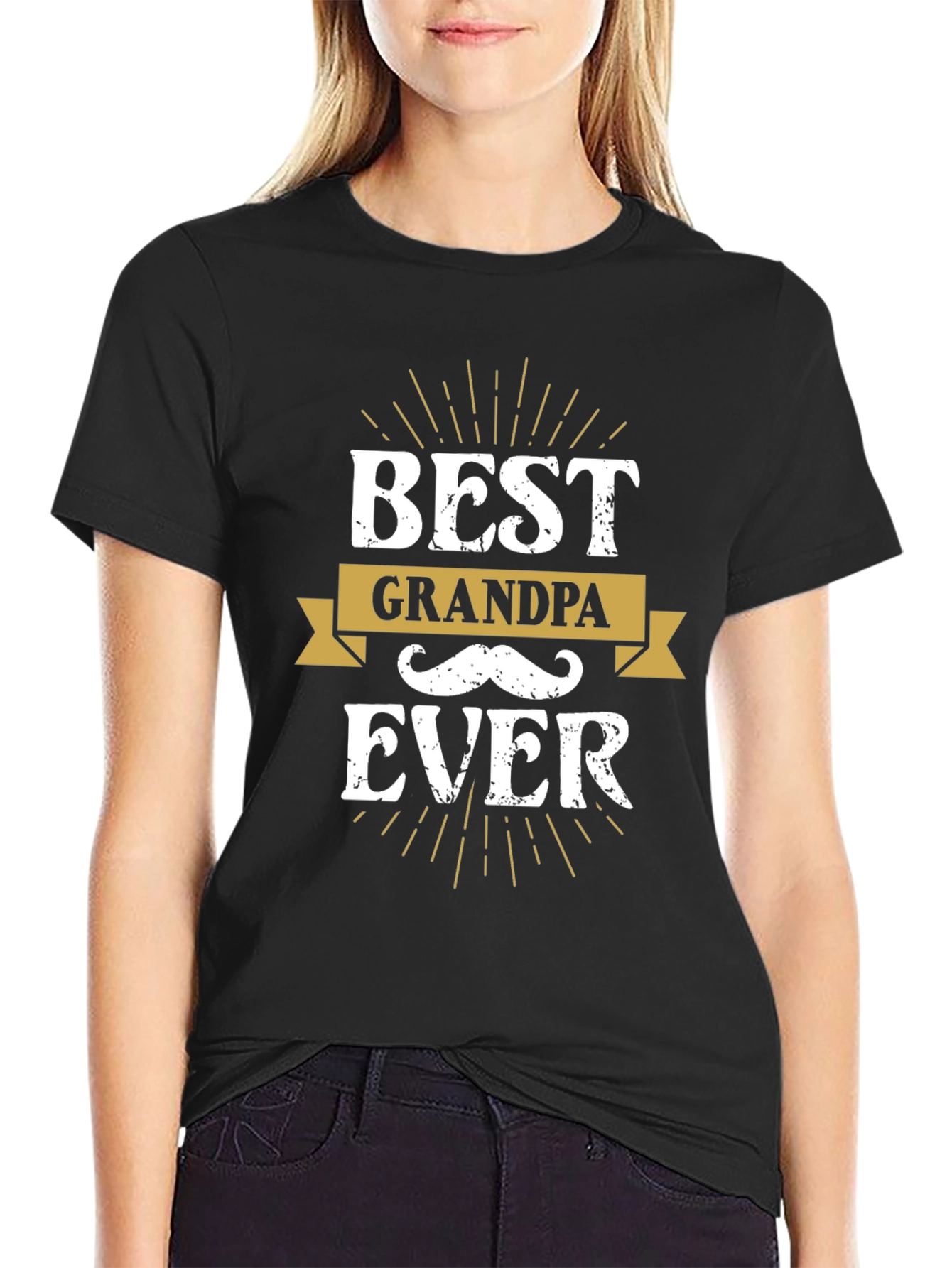 Best Grandpa Ever Black Graphic Tee