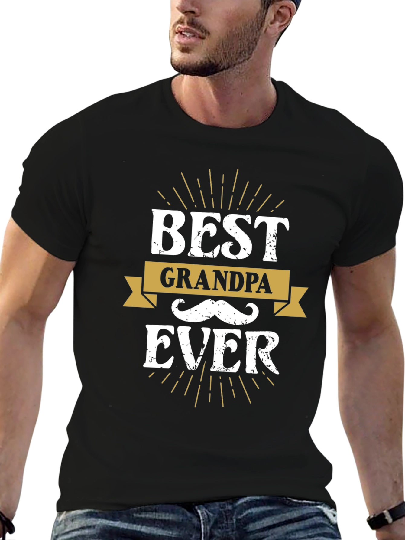 Best Grandpa Ever Black Graphic Tee