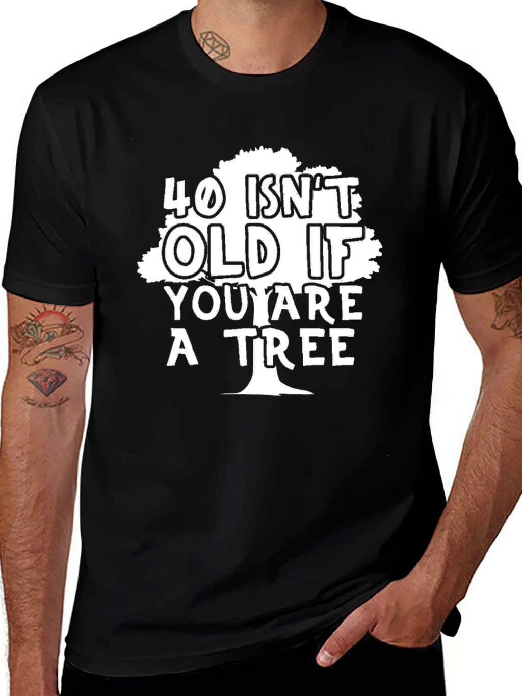 Funny 40th Birthday Tree T-Shirt - Mens Black Tee