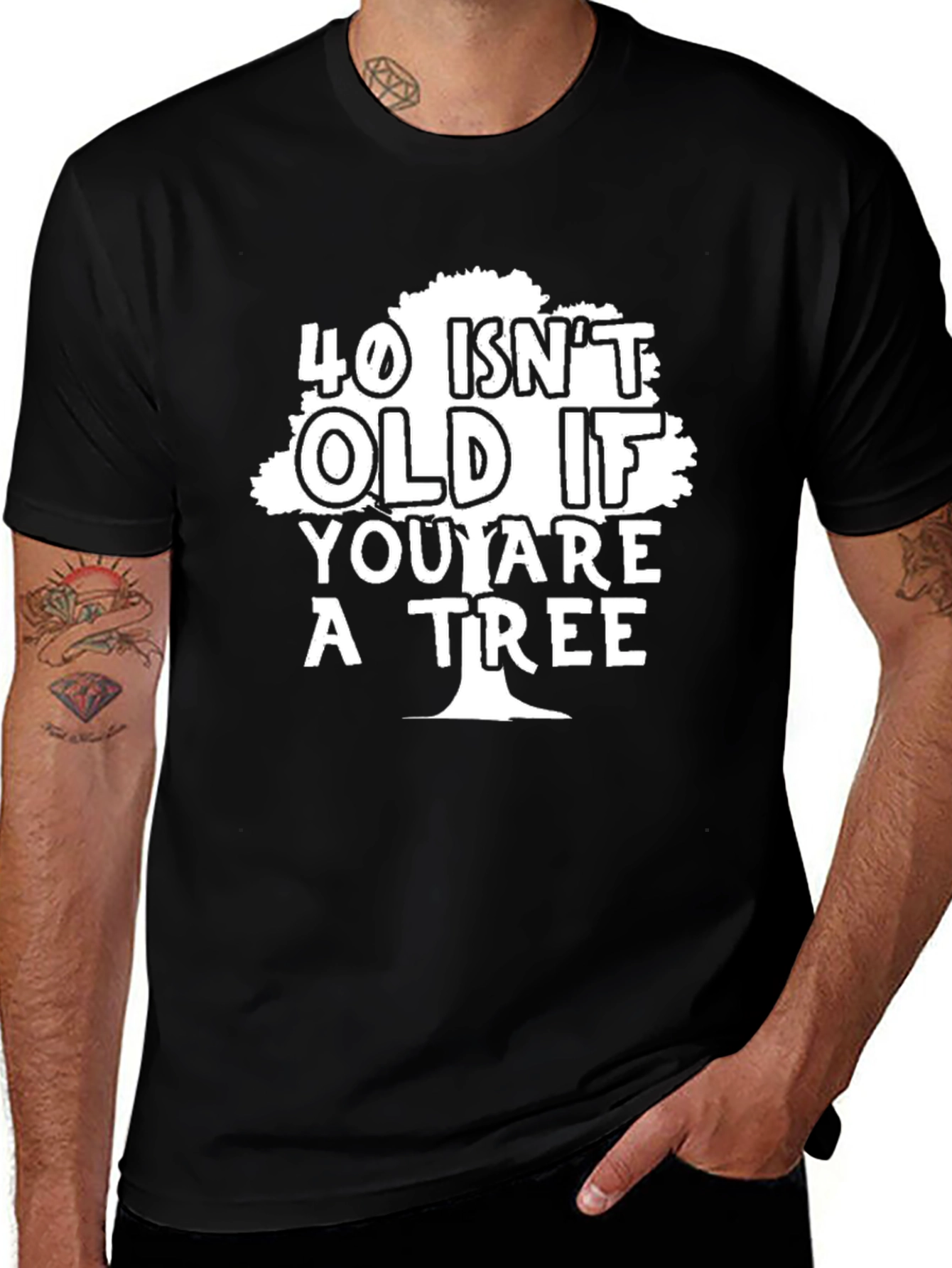 Funny 40th Birthday Tree T-Shirt - Mens Black Tee