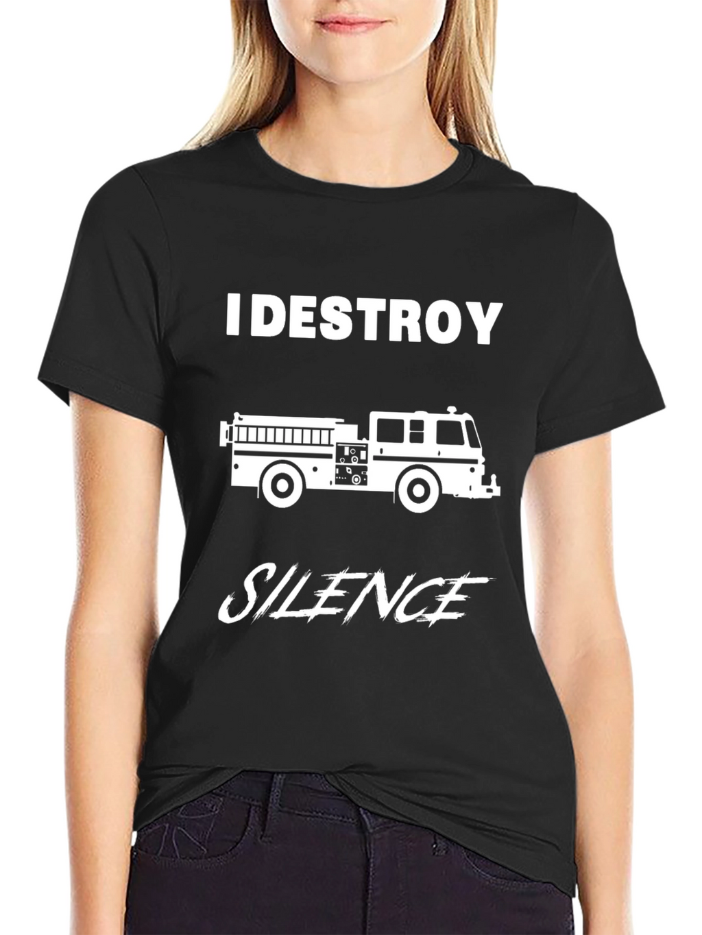 I Destroy Silence Fire Truck Graphic Tee