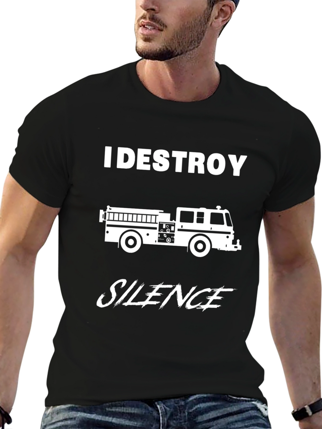 I Destroy Silence Fire Truck Graphic Tee