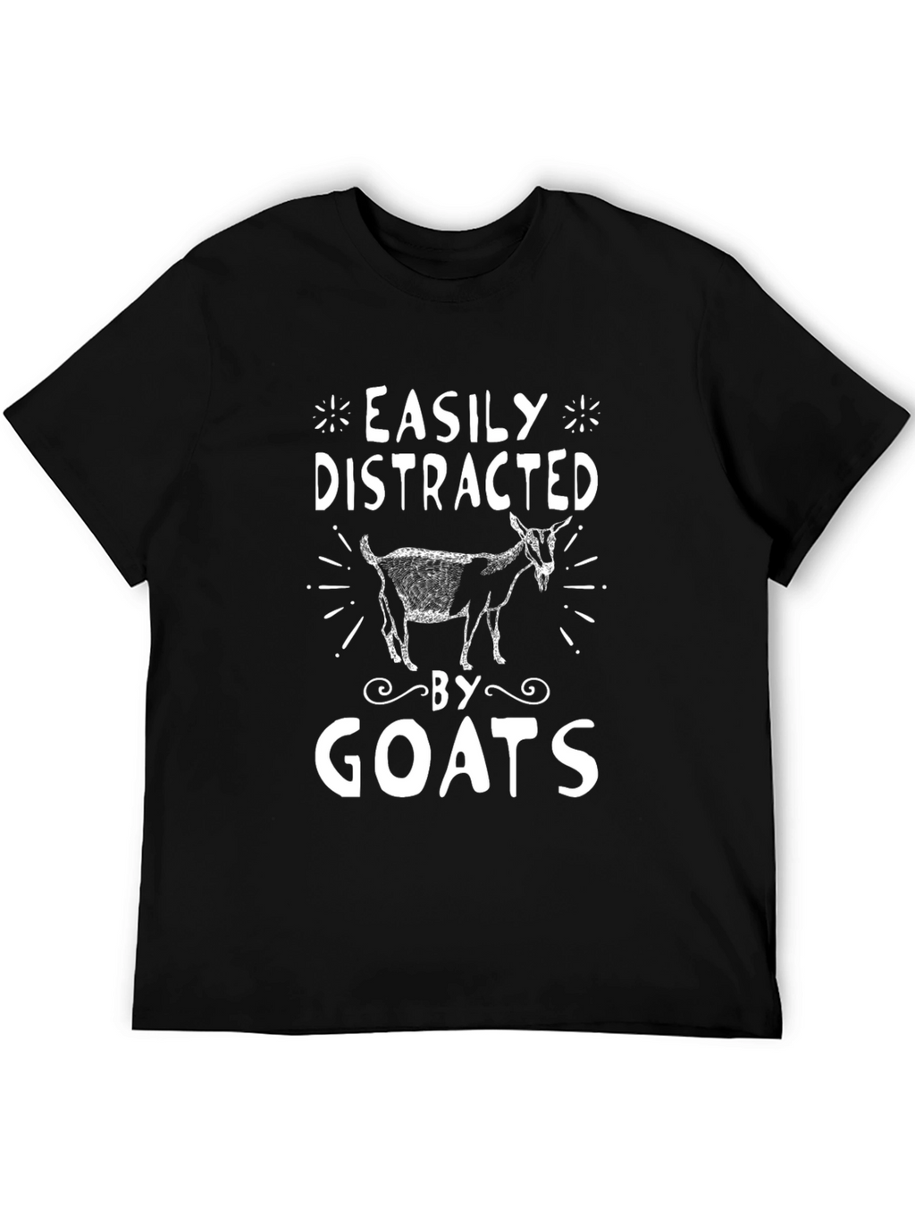Easily Distracted By Goats Black T-Shirt