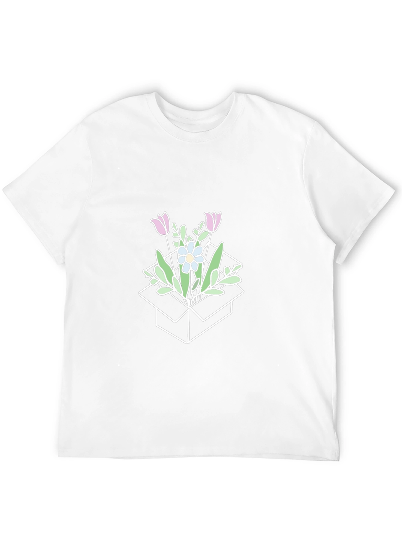 Floral Box Graphic T-Shirt - Stylish Casual Wear