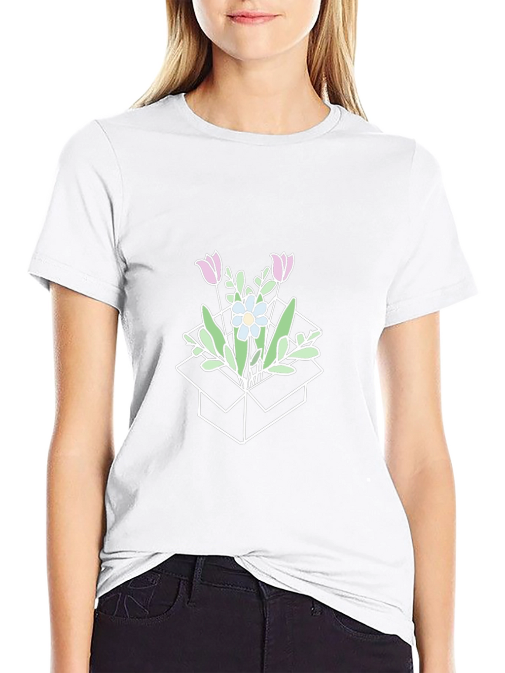 Floral Box Graphic T-Shirt - Stylish Casual Wear