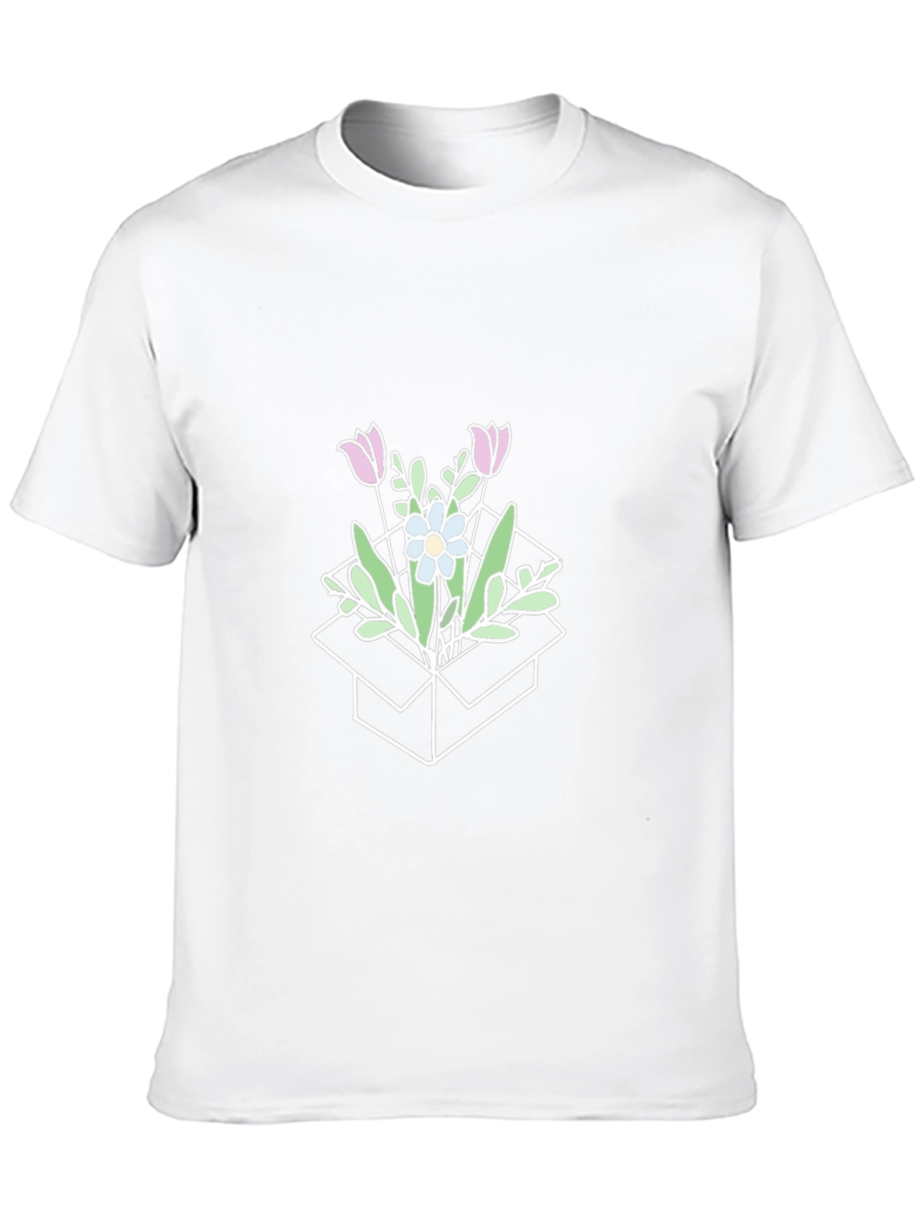 Floral Box Graphic T-Shirt - Stylish Casual Wear