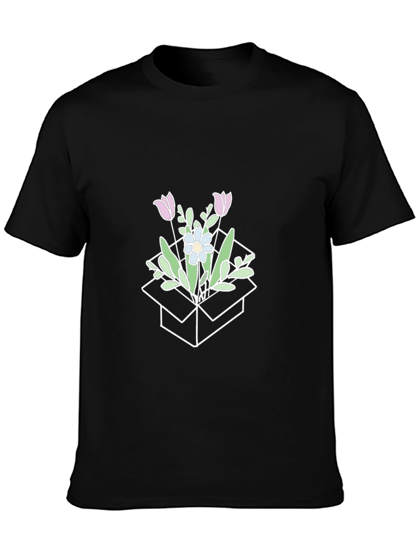 Floral Box Graphic T-Shirt - Stylish Casual Wear