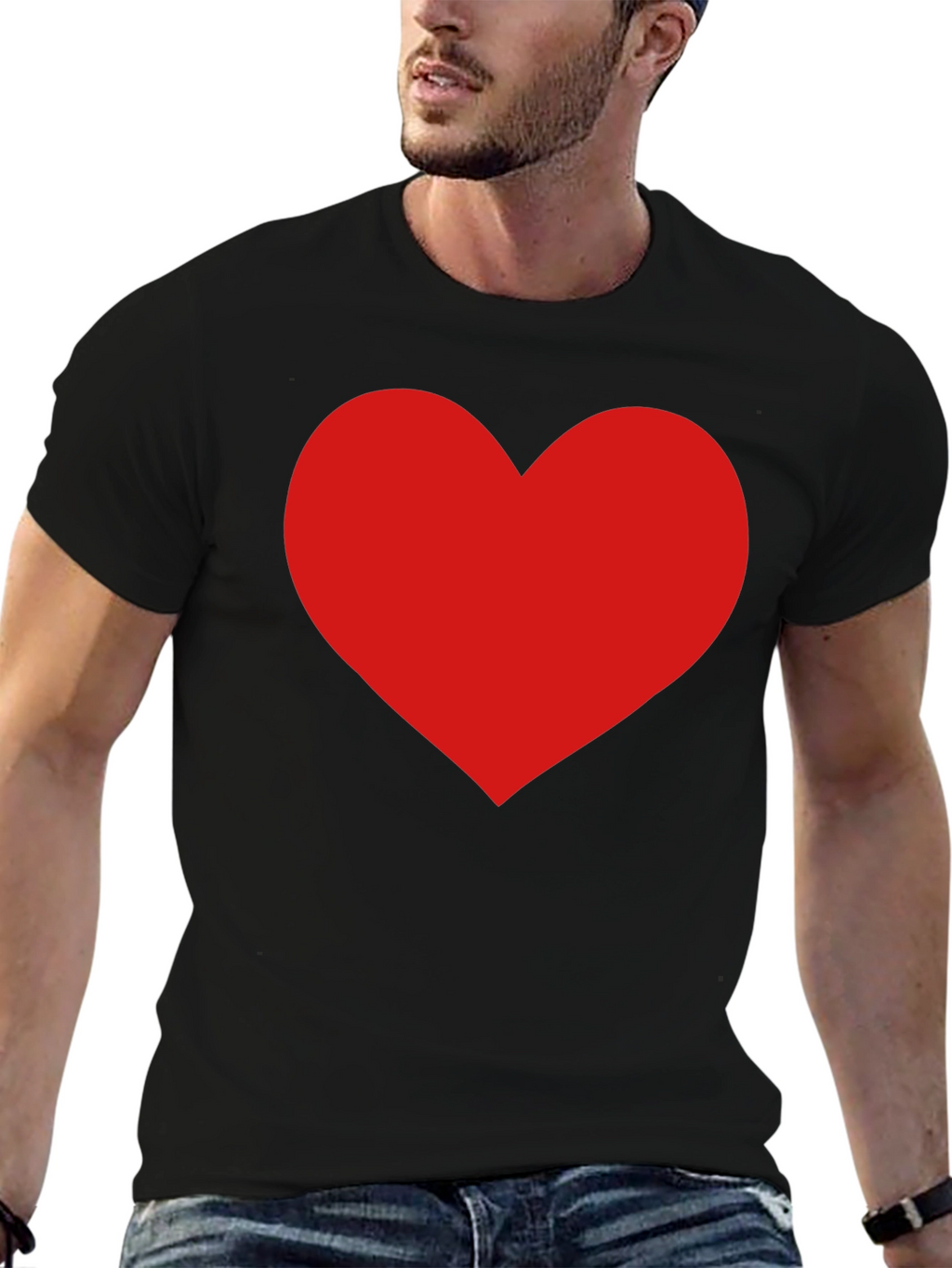Red Heart Graphic Black T-Shirt