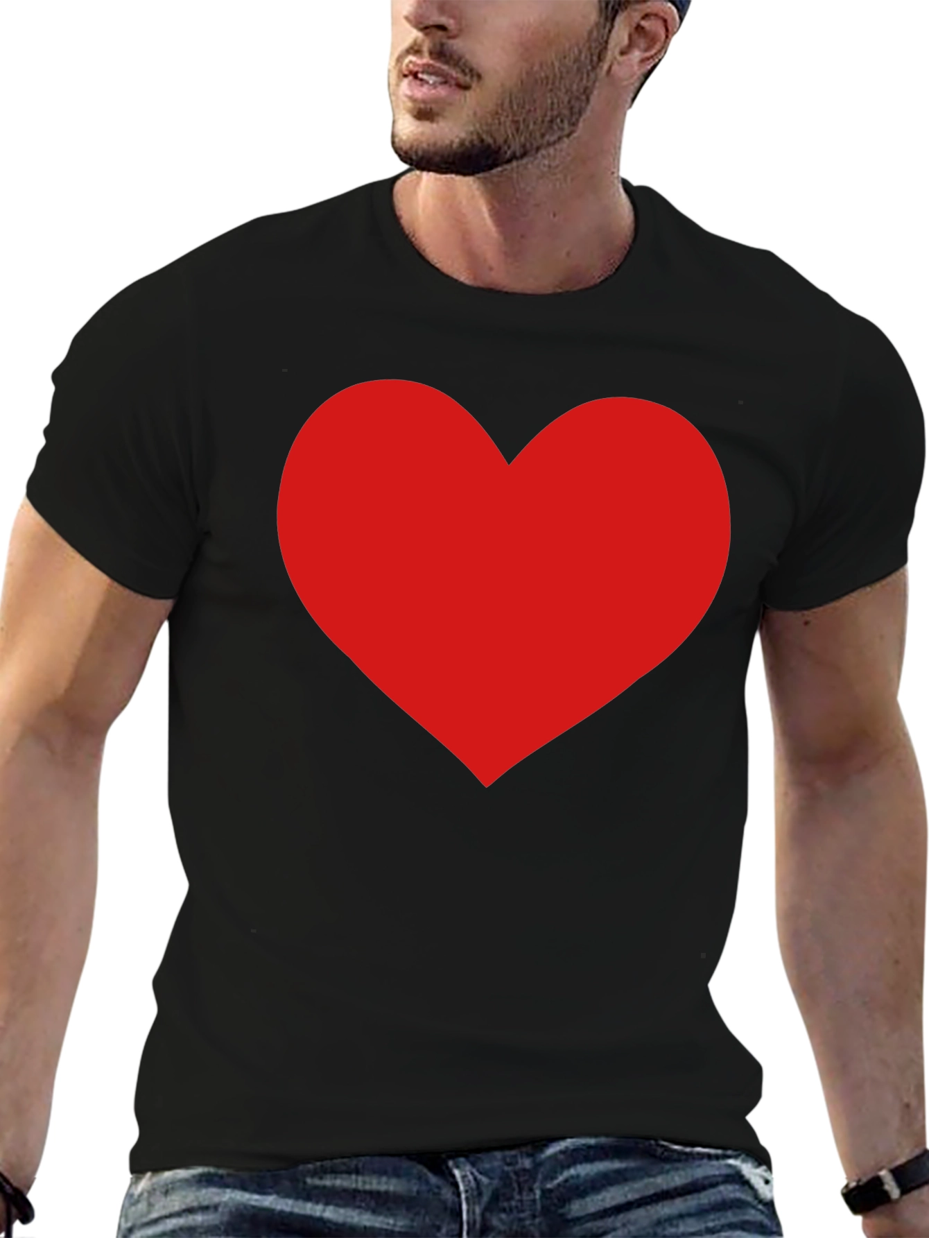 Red Heart Graphic Black T-Shirt