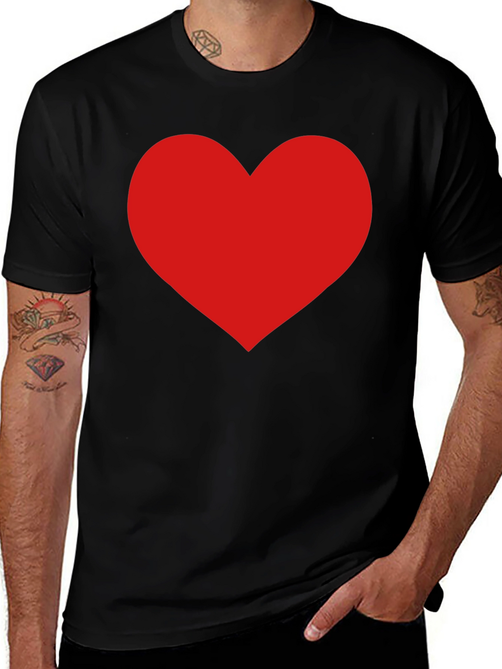 Red Heart Graphic Black T-Shirt