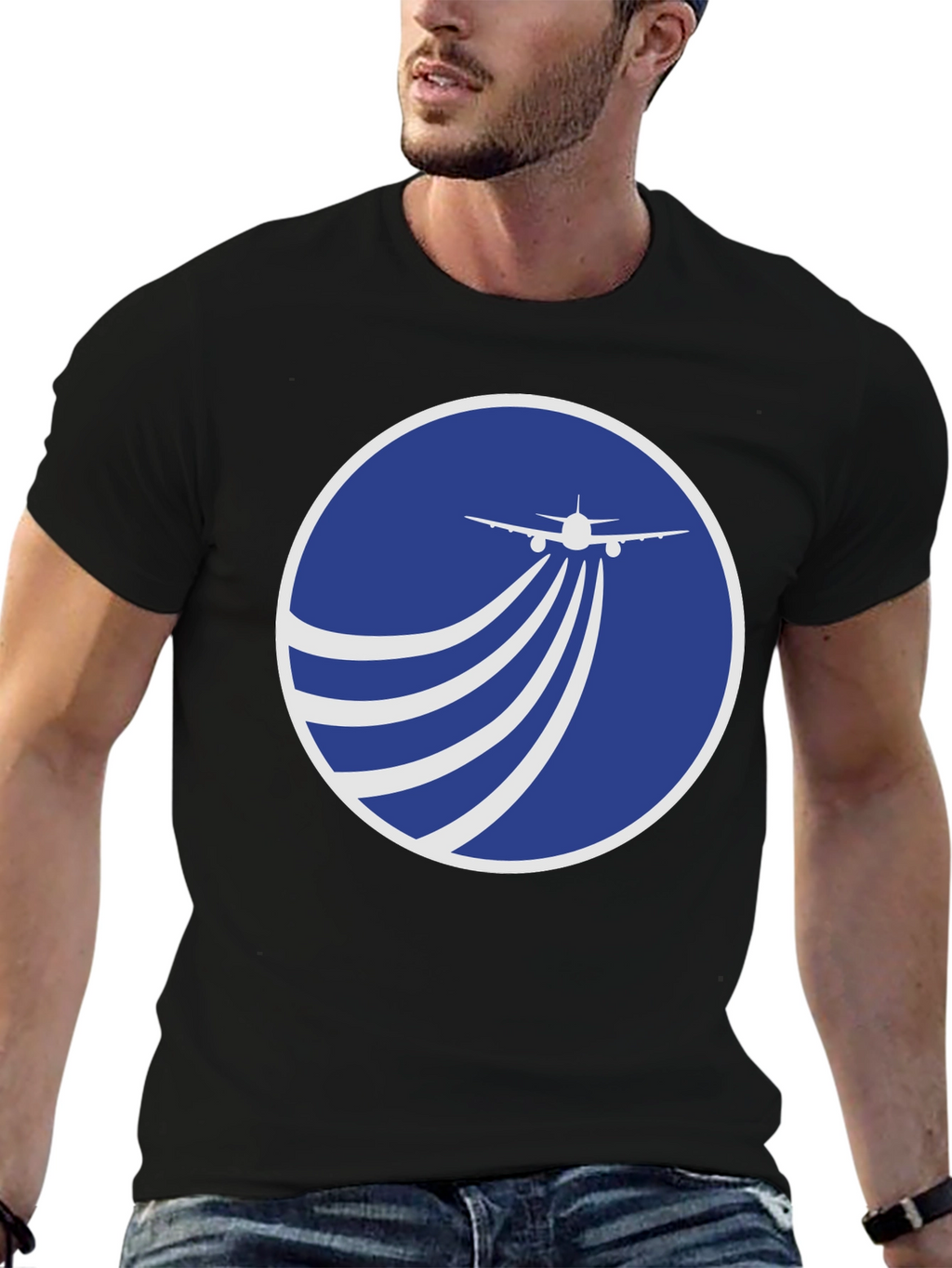 Airplane Trail Graphic T-Shirt - Black