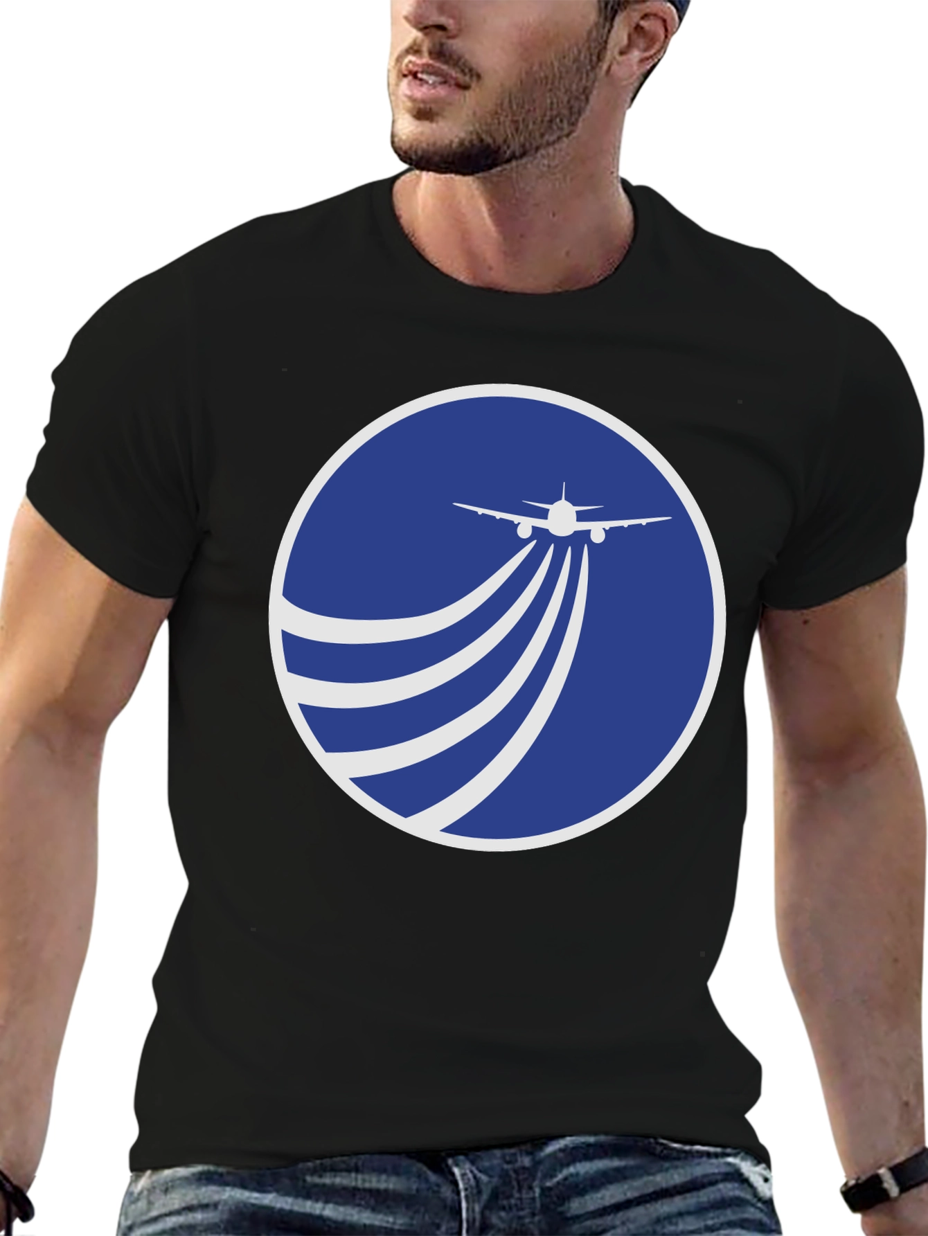 Airplane Trail Graphic T-Shirt - Black