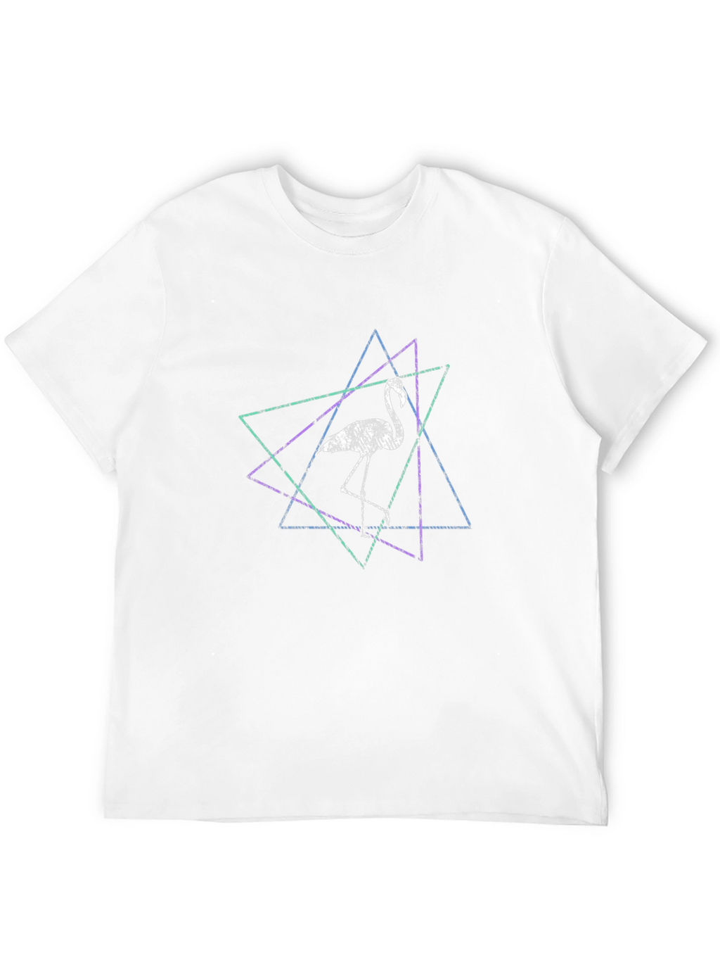 Geometric Flamingo Graphic Tee - Black Cotton Blend Shirt