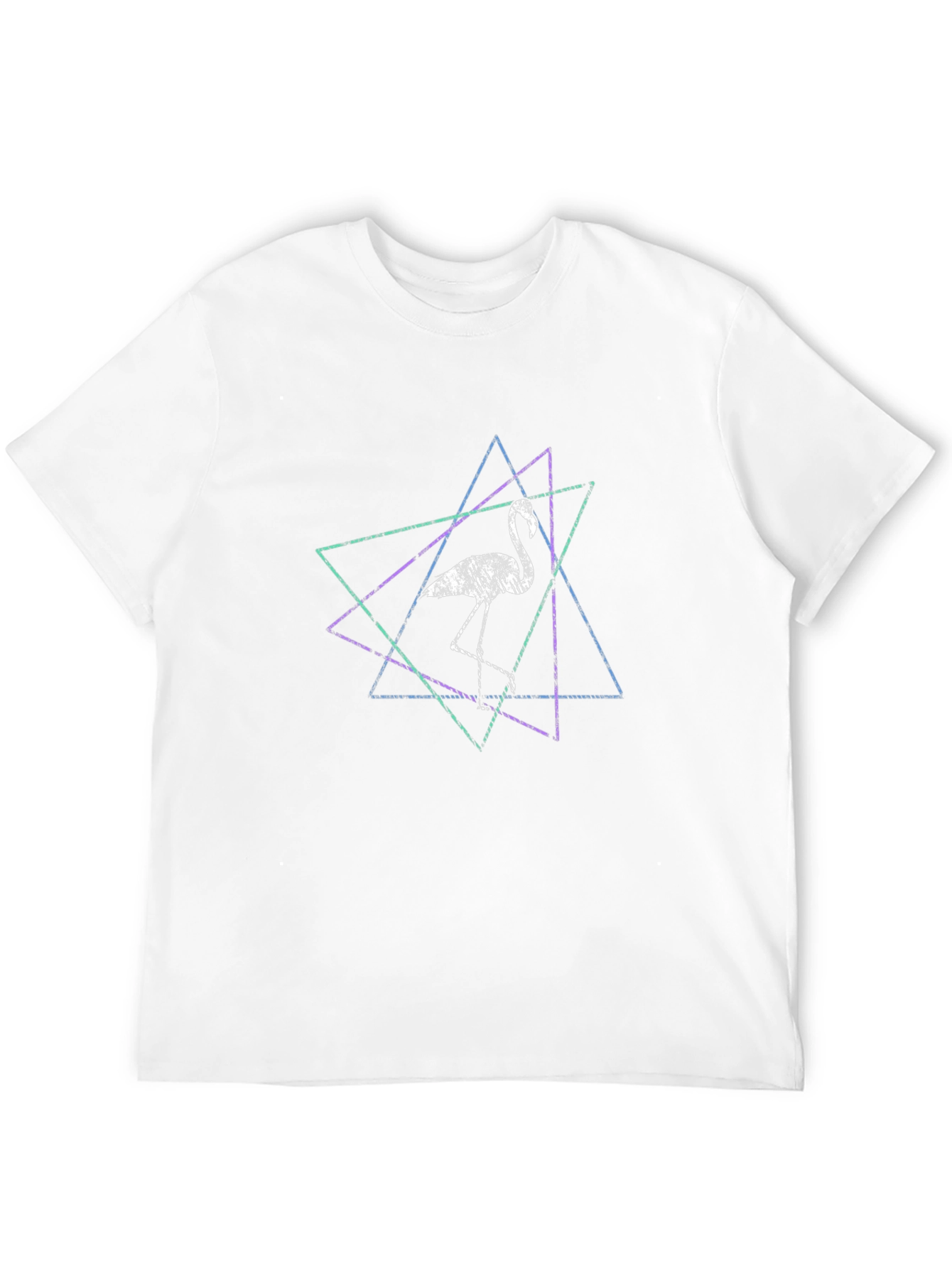 Geometric Flamingo Graphic Tee - Black Cotton Blend Shirt