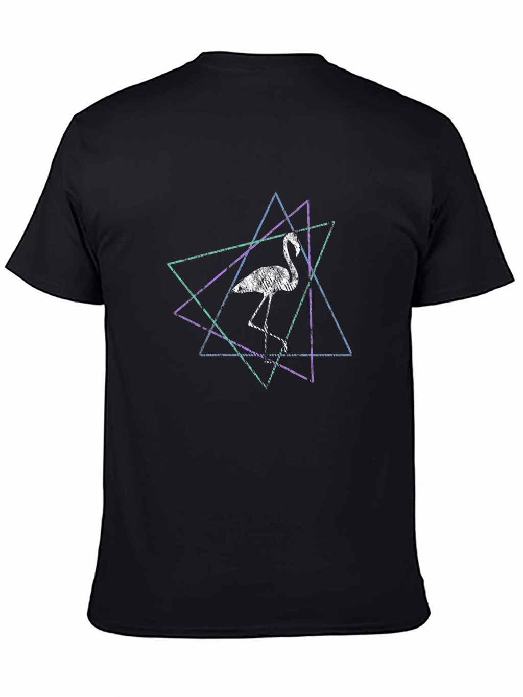 Geometric Flamingo Graphic Tee - Black Cotton Blend Shirt