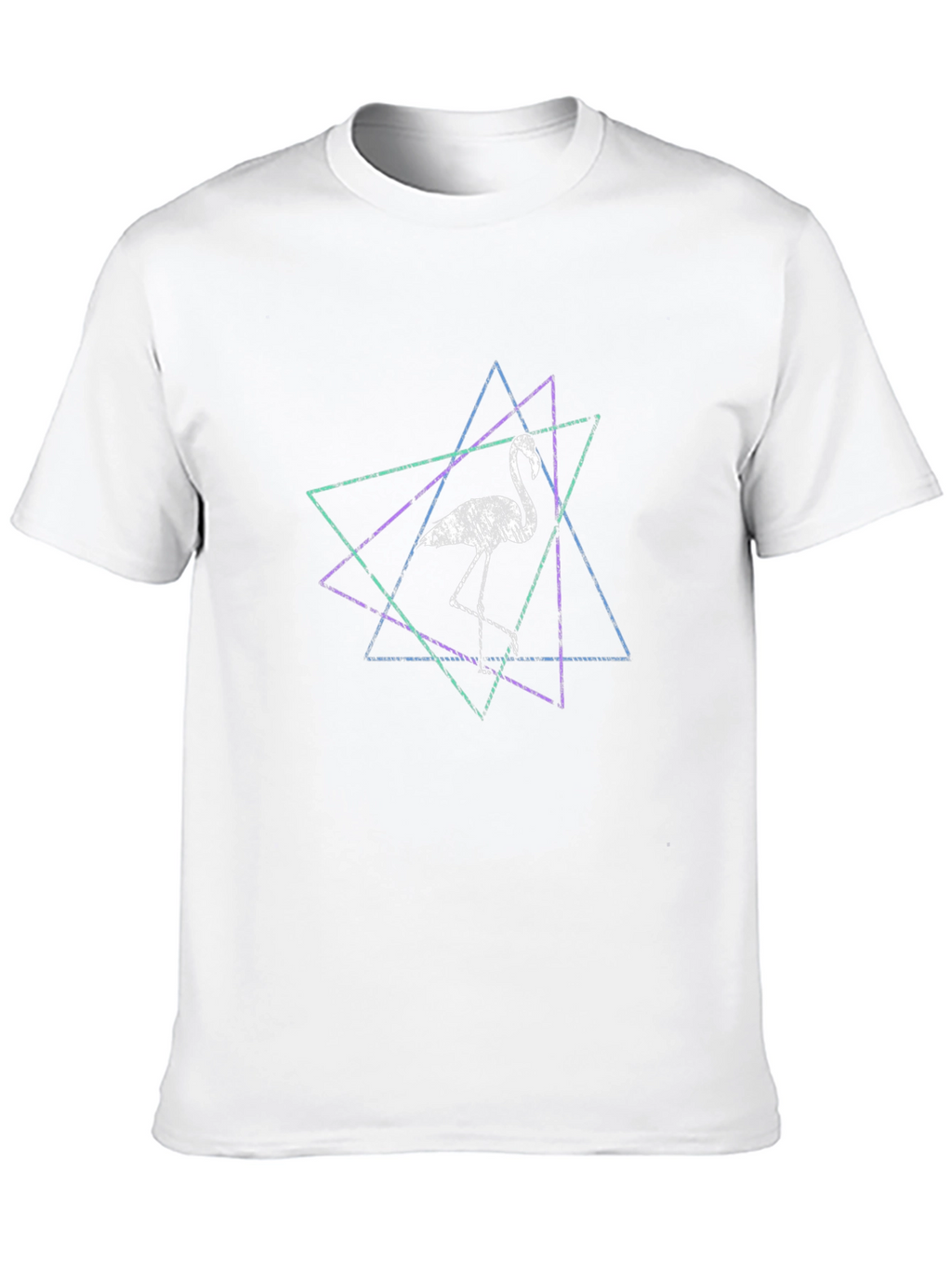 Geometric Flamingo Graphic Tee - Black Cotton Blend Shirt