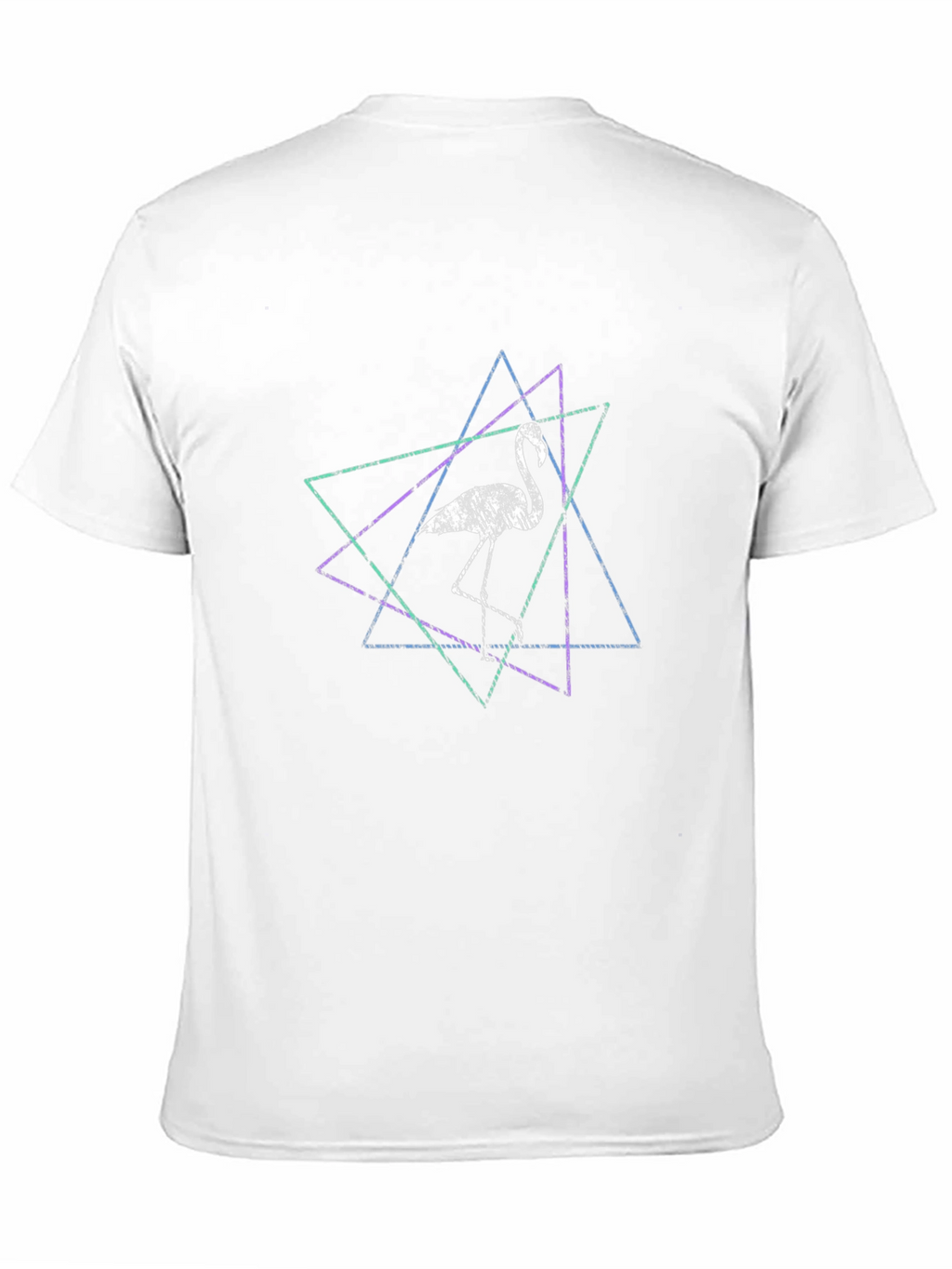 Geometric Flamingo Graphic Tee - Black Cotton Blend Shirt