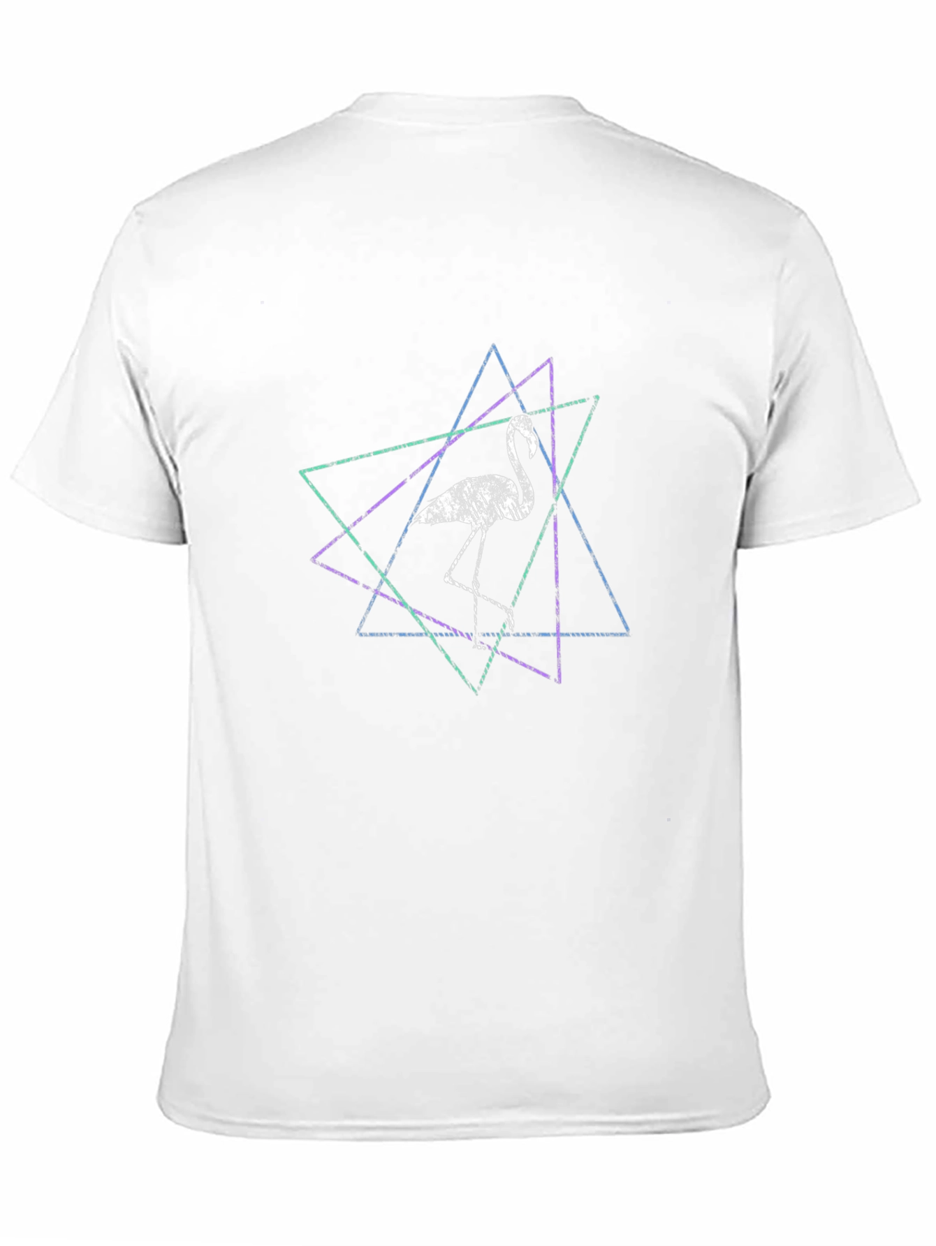 Geometric Flamingo Graphic Tee - Black Cotton Blend Shirt