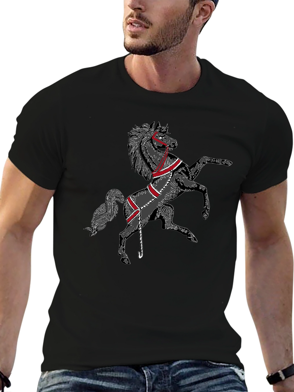 Black Horse Graphic T-Shirt