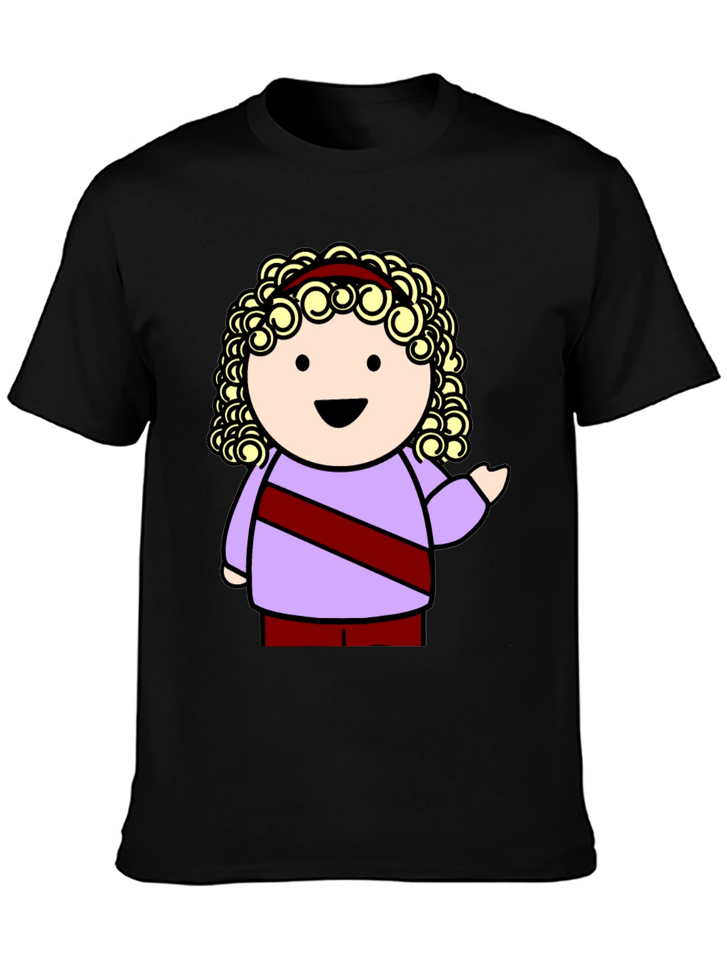 Cartoon Character Graphic Tee - Black T-Shirt