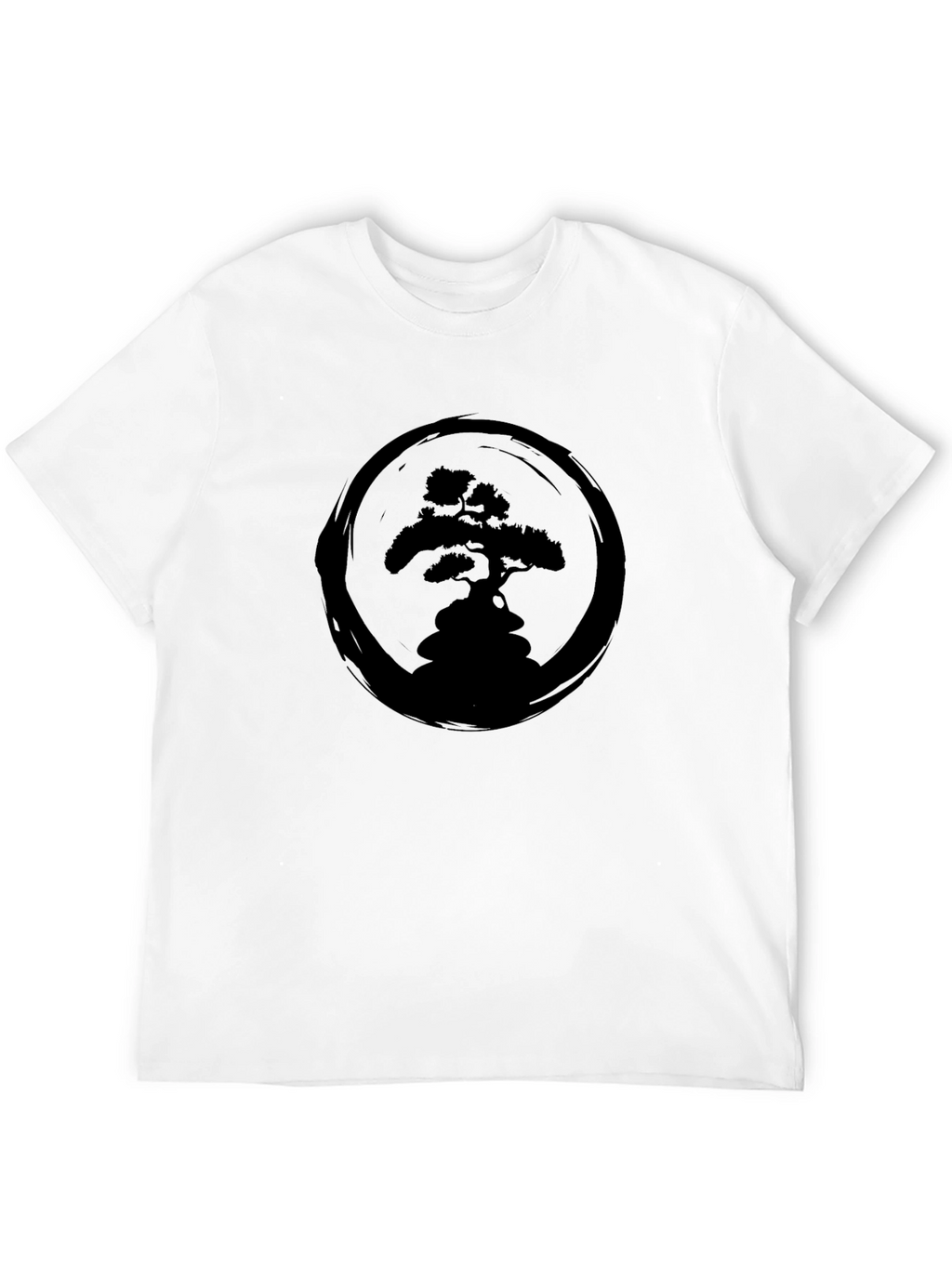 Bonsai Tree Zen Circle Black T-Shirt