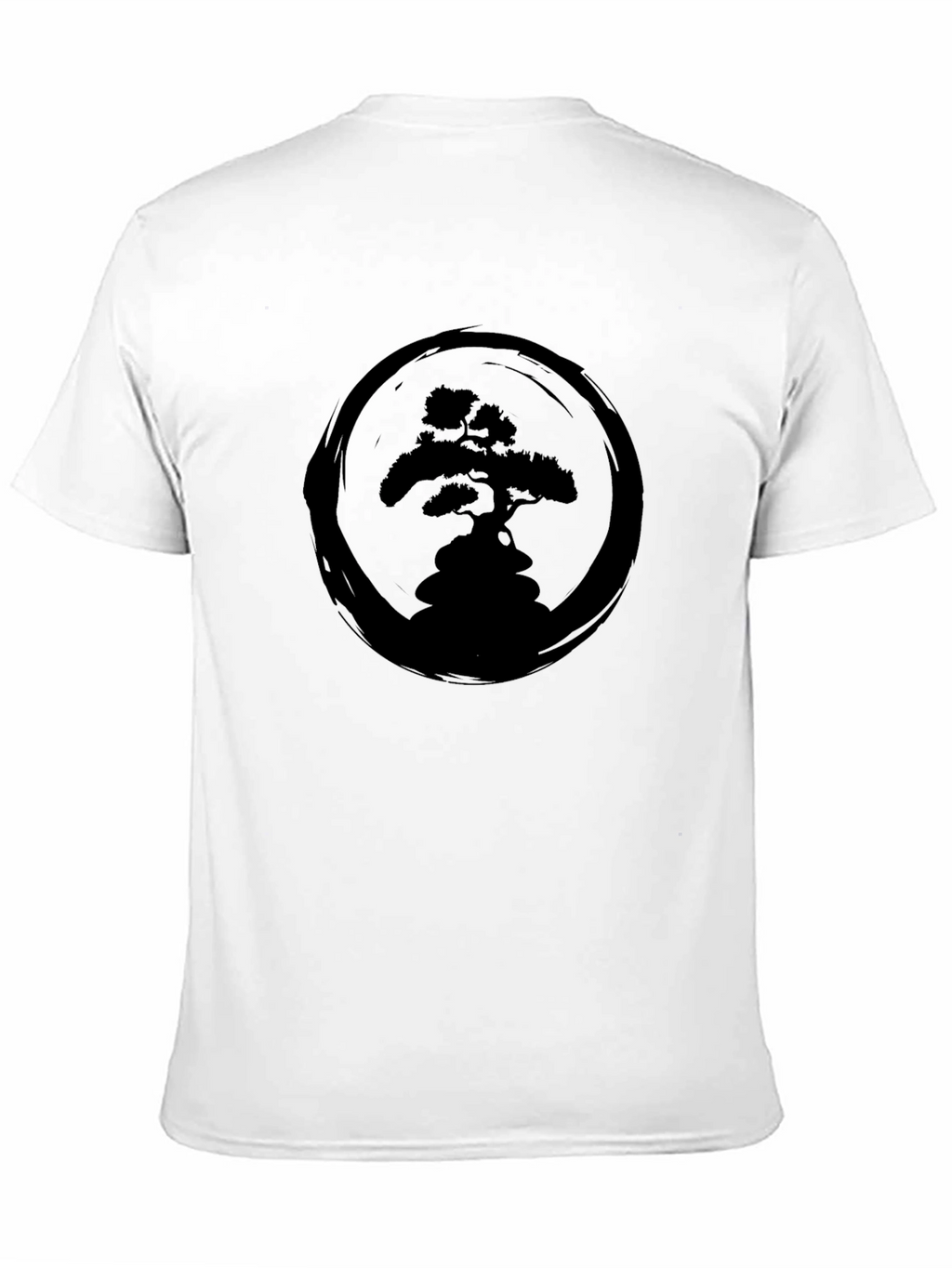 Bonsai Tree Zen Circle Black T-Shirt