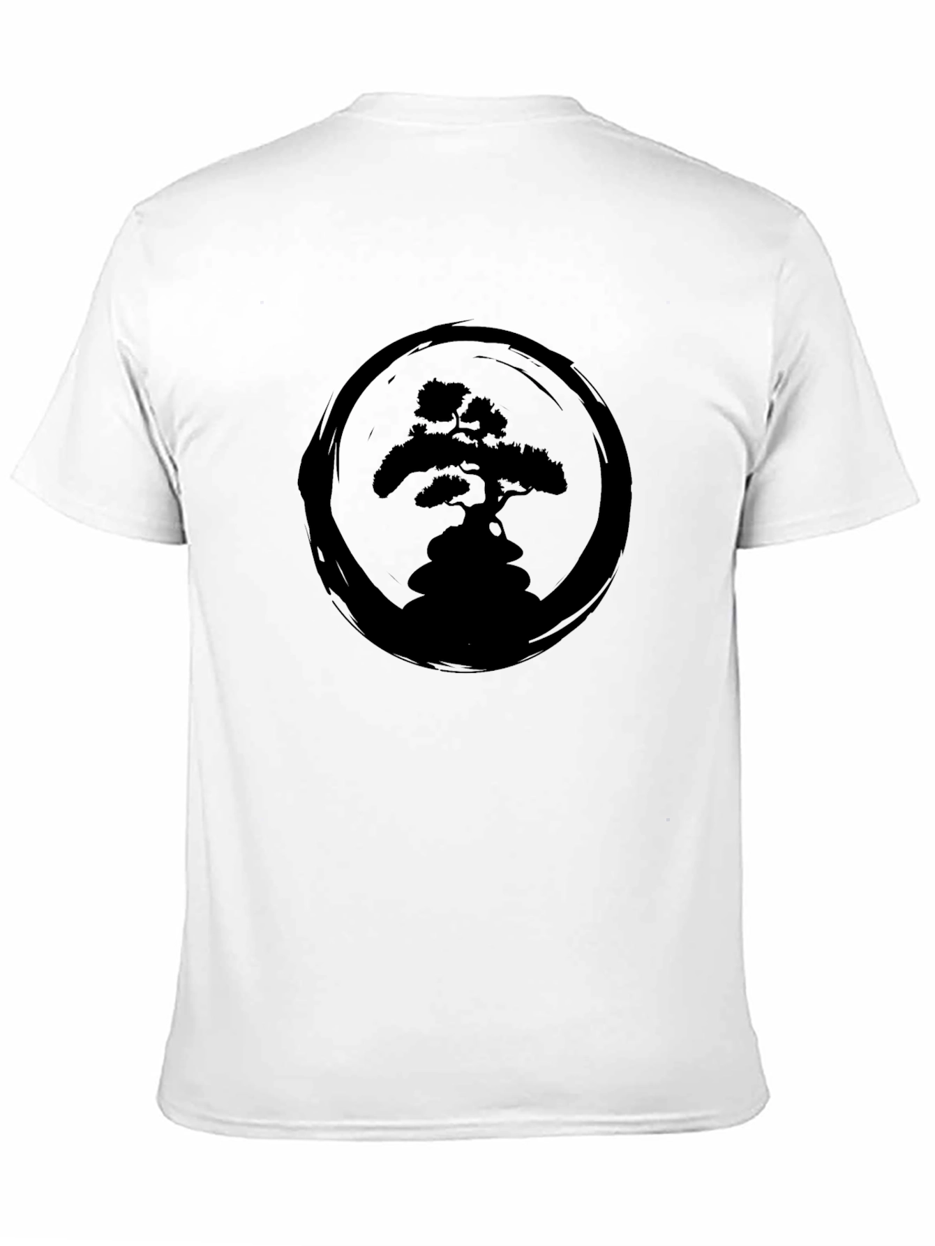 Bonsai Tree Zen Circle Black T-Shirt