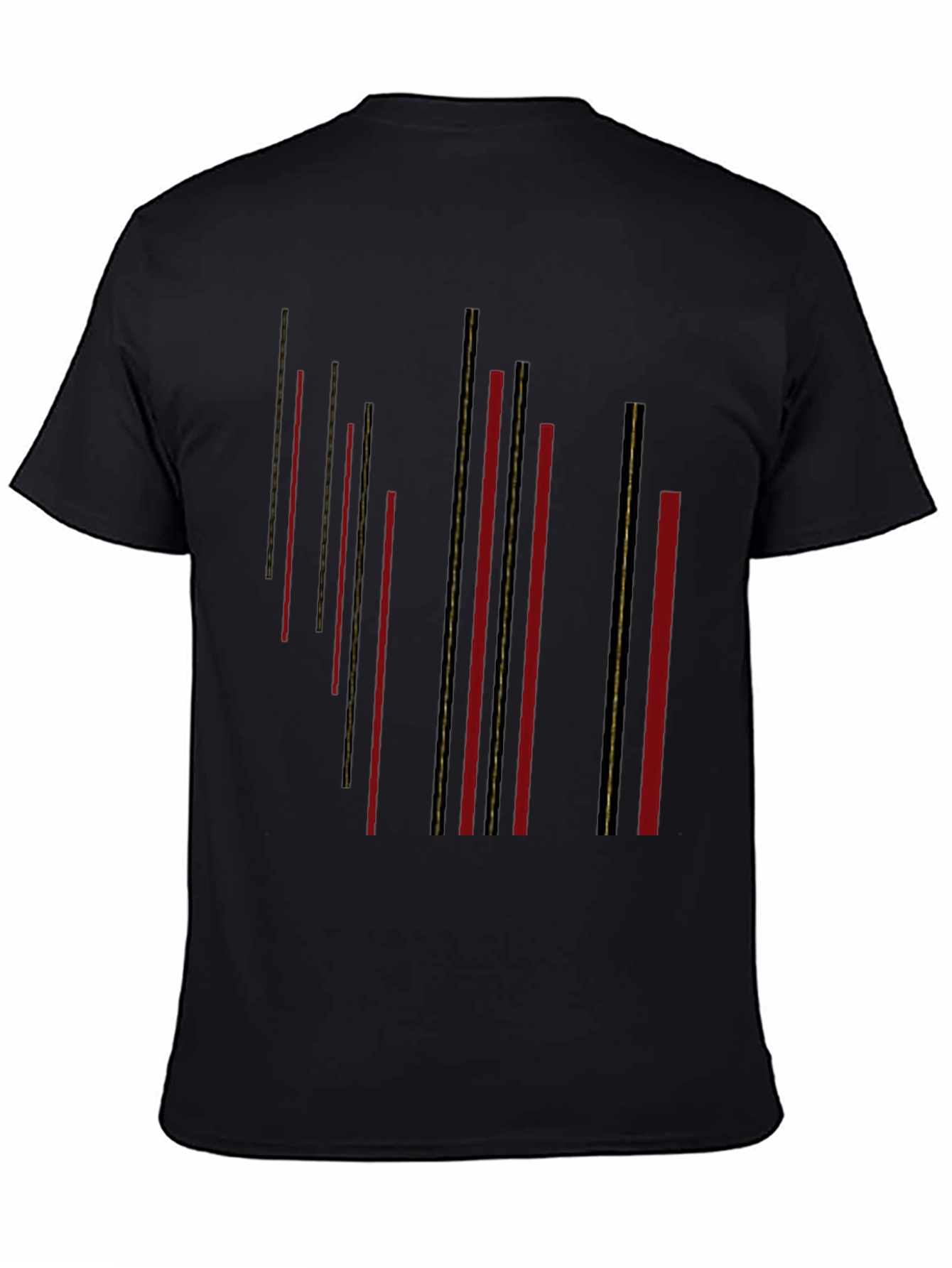 Modern Black T-Shirt with Geometric Stripe Design