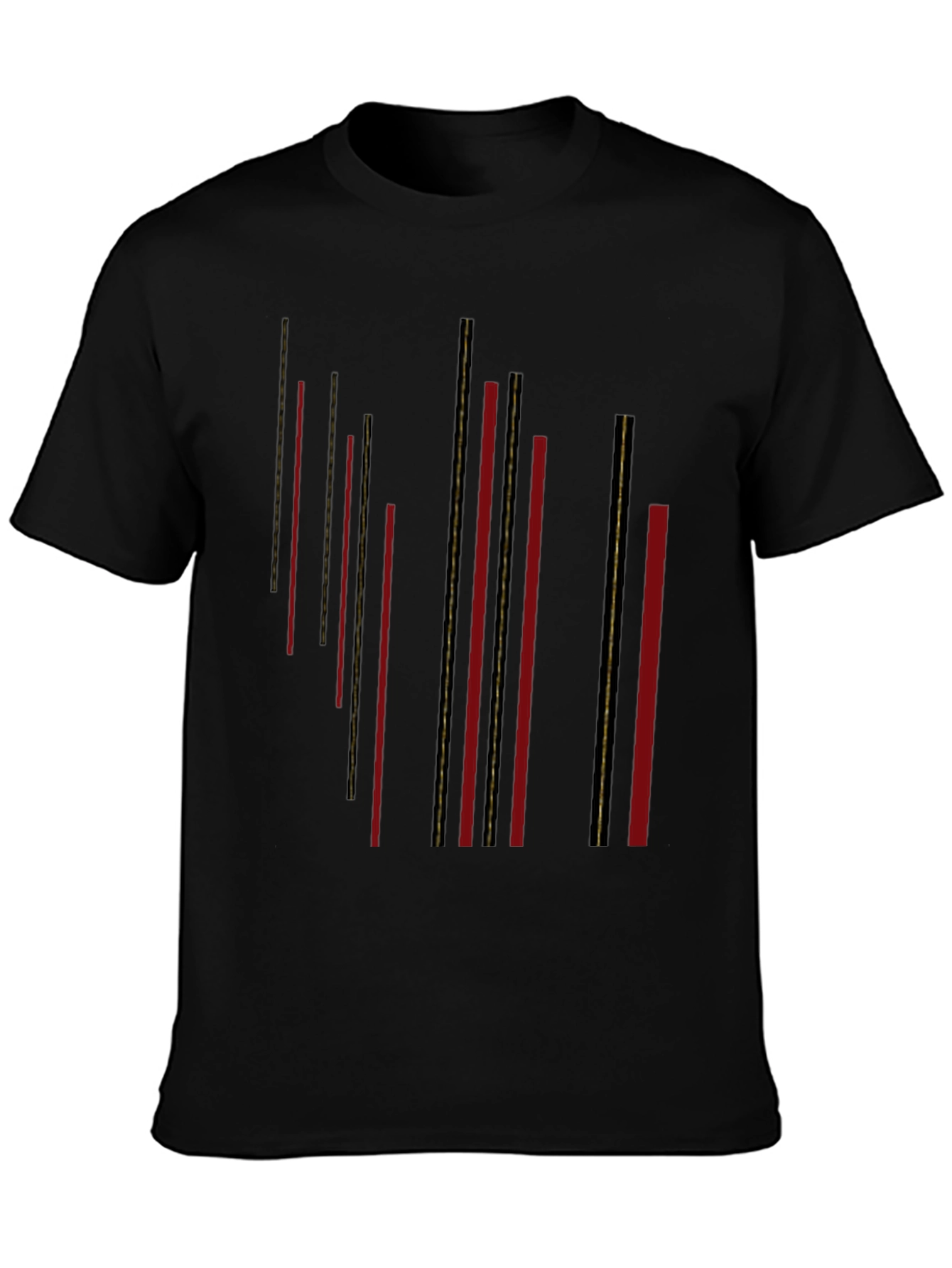 Modern Black T-Shirt with Geometric Stripe Design